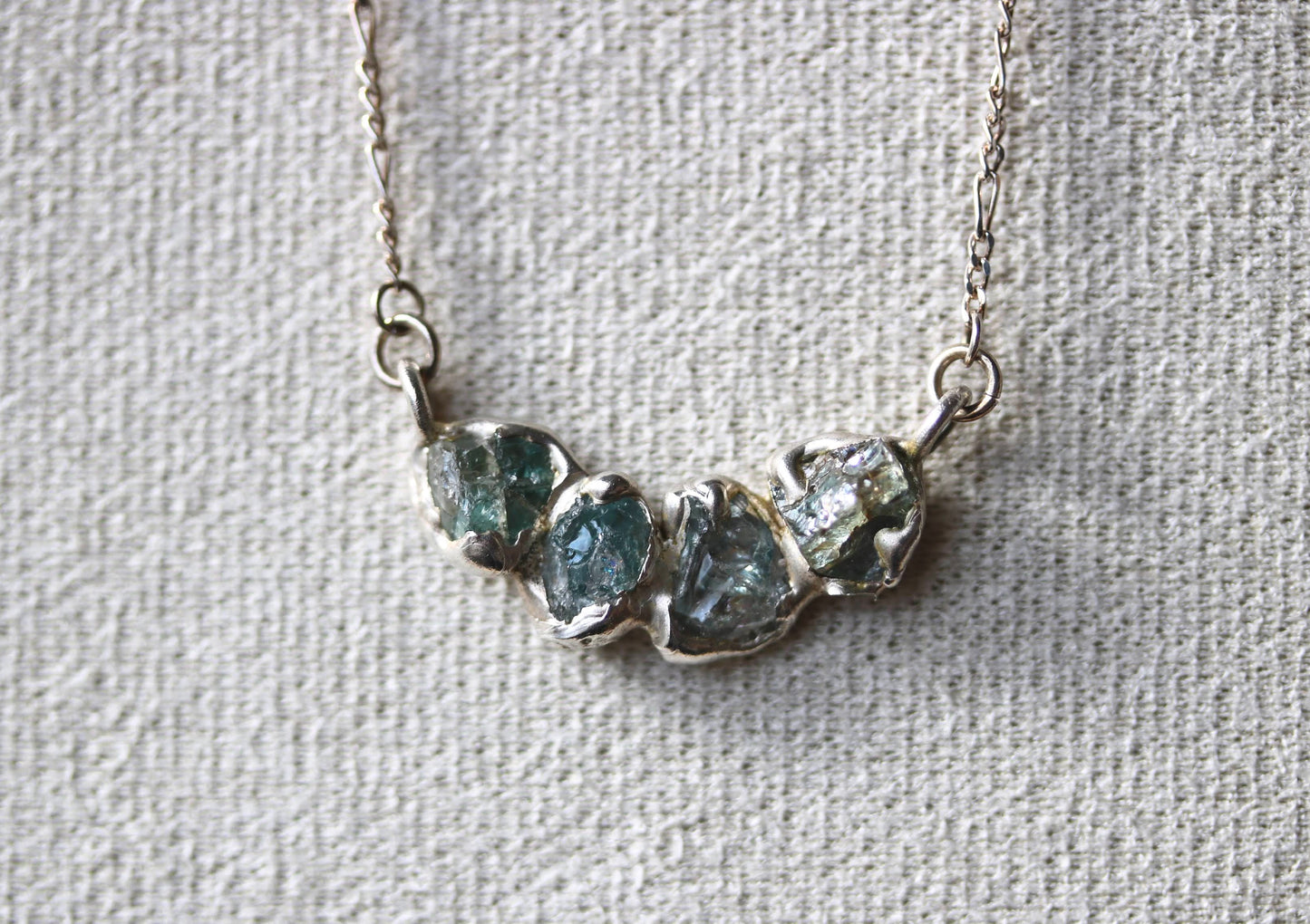 raw zircon silver necklace