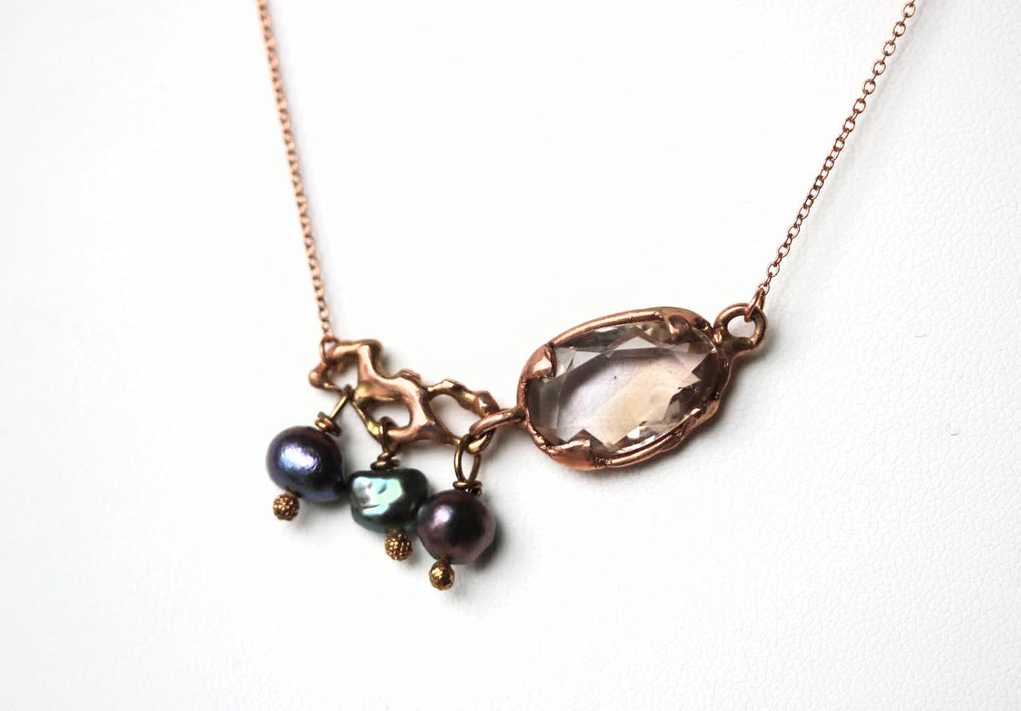 ametrine and black pearl necklace