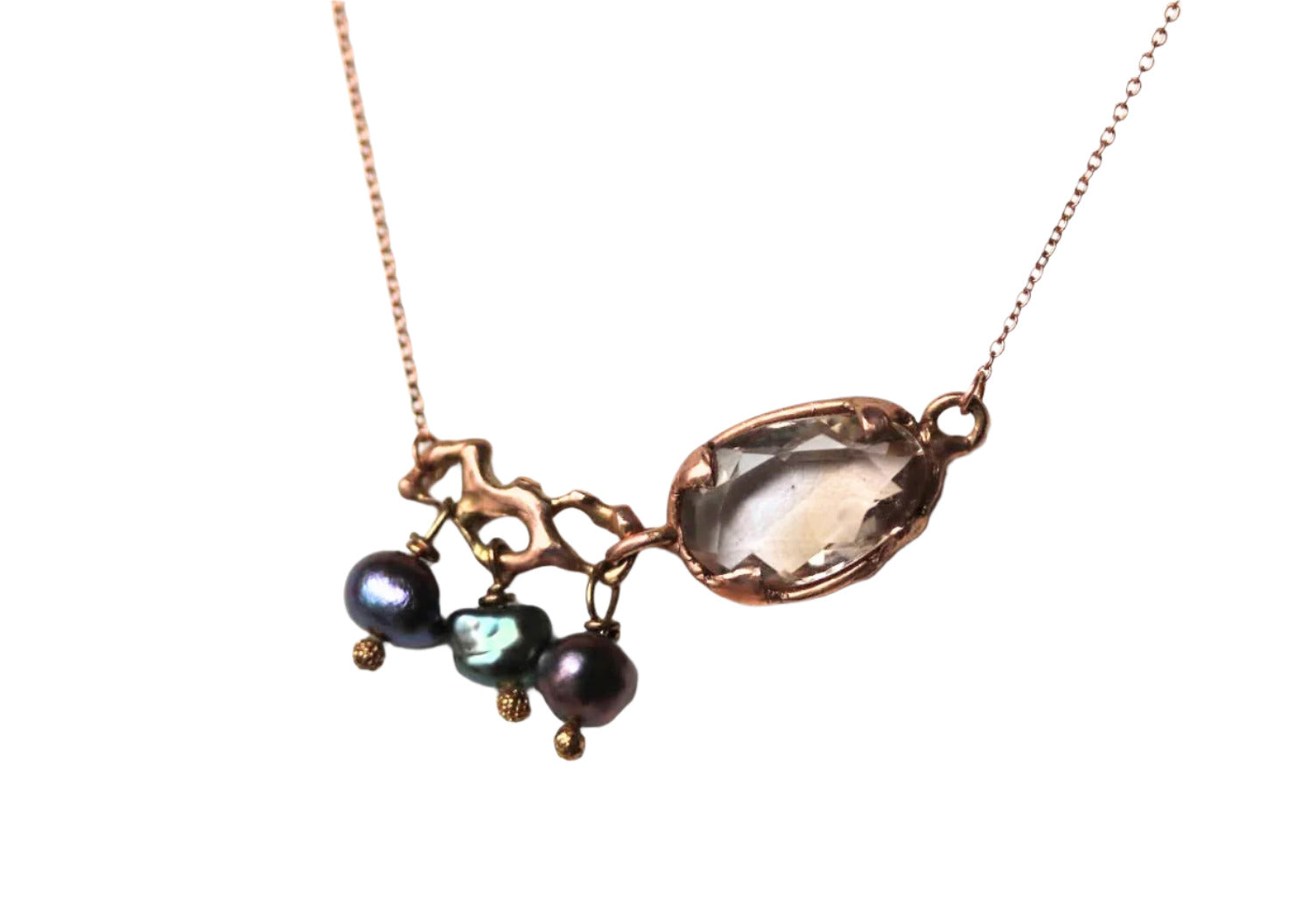 ametrine and black pearl necklace