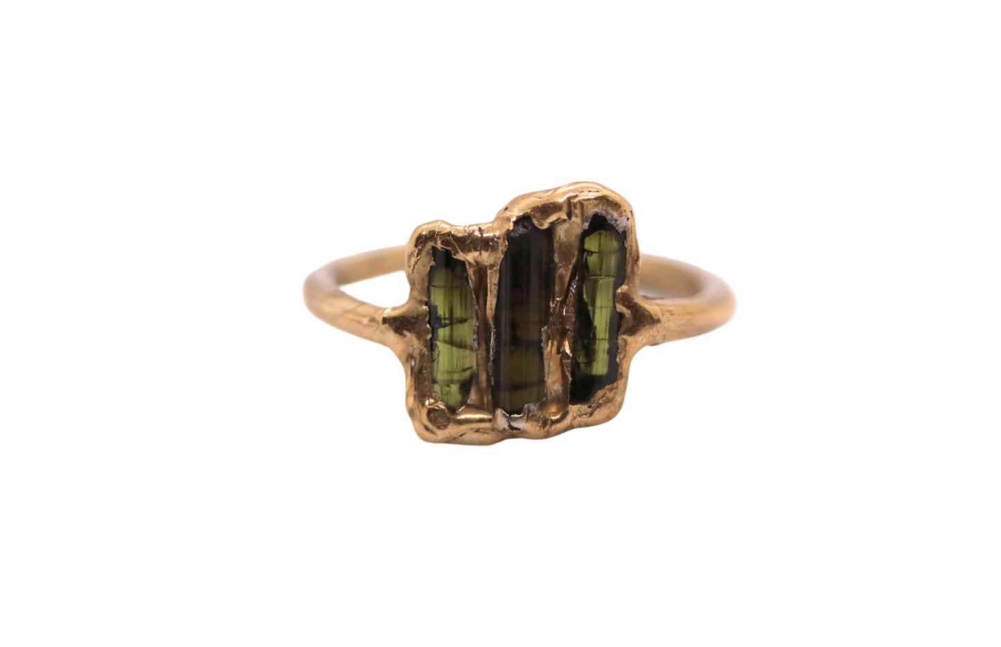 green tourmaline brass ring
