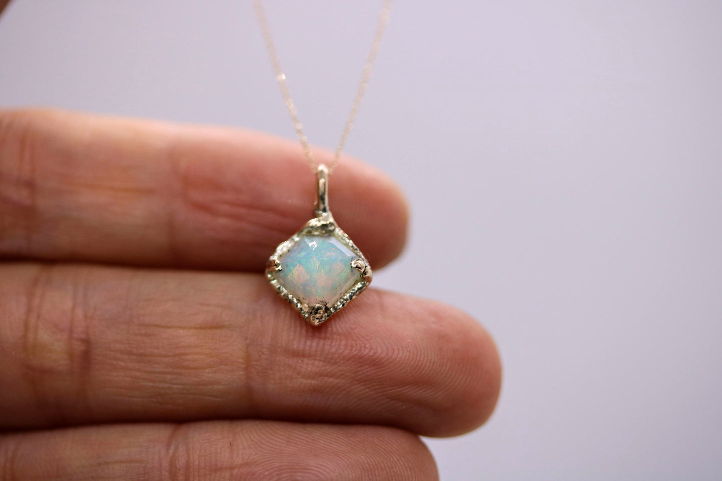 faceted opal necklace
