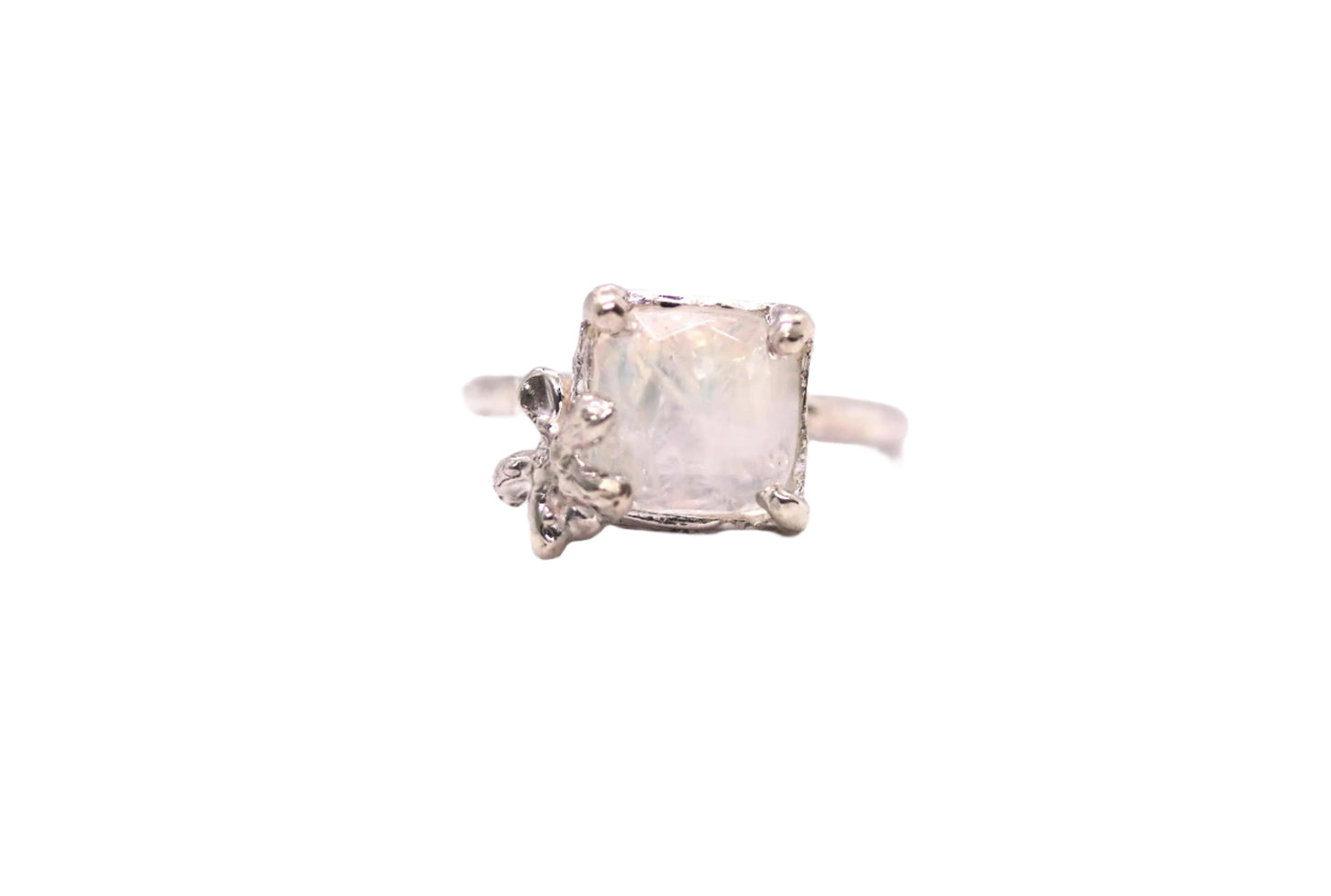 rainbow moonstone silver ring