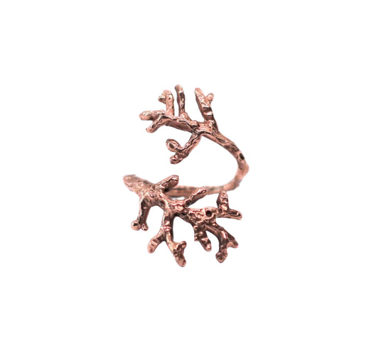 Pink Gold Coral Reef Statement  Ring