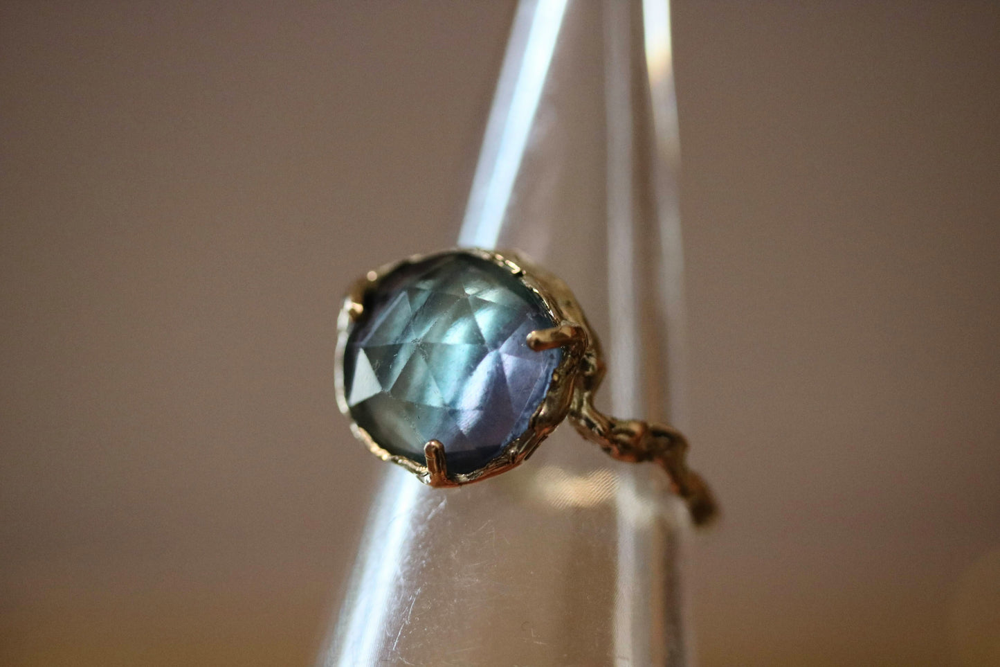 Bi Color Fluorite Gold Ring