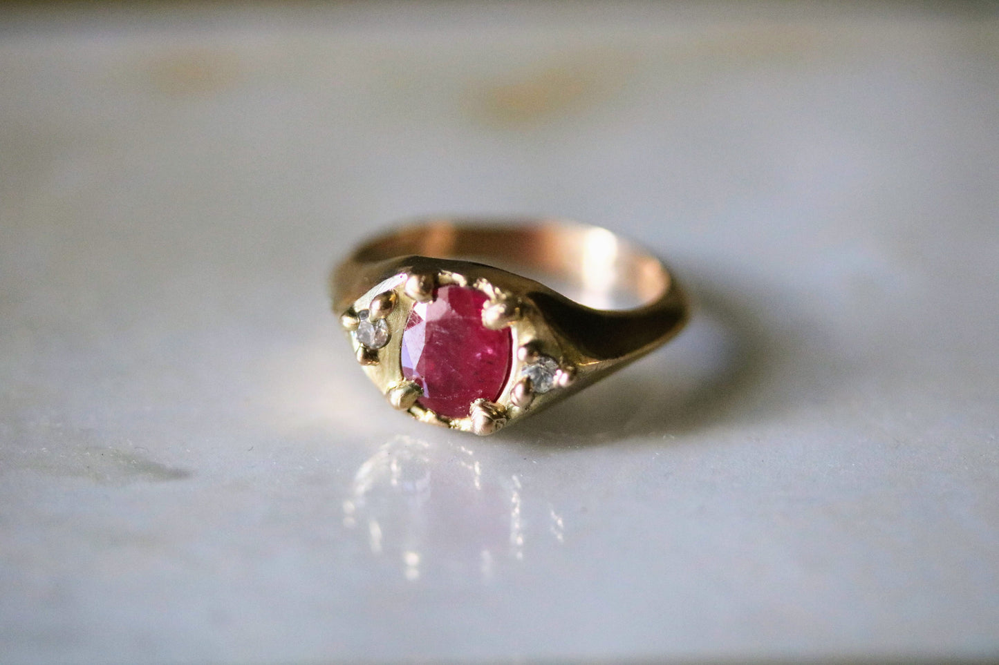 Ruby and Sapphire Gold Statement Ring OOK