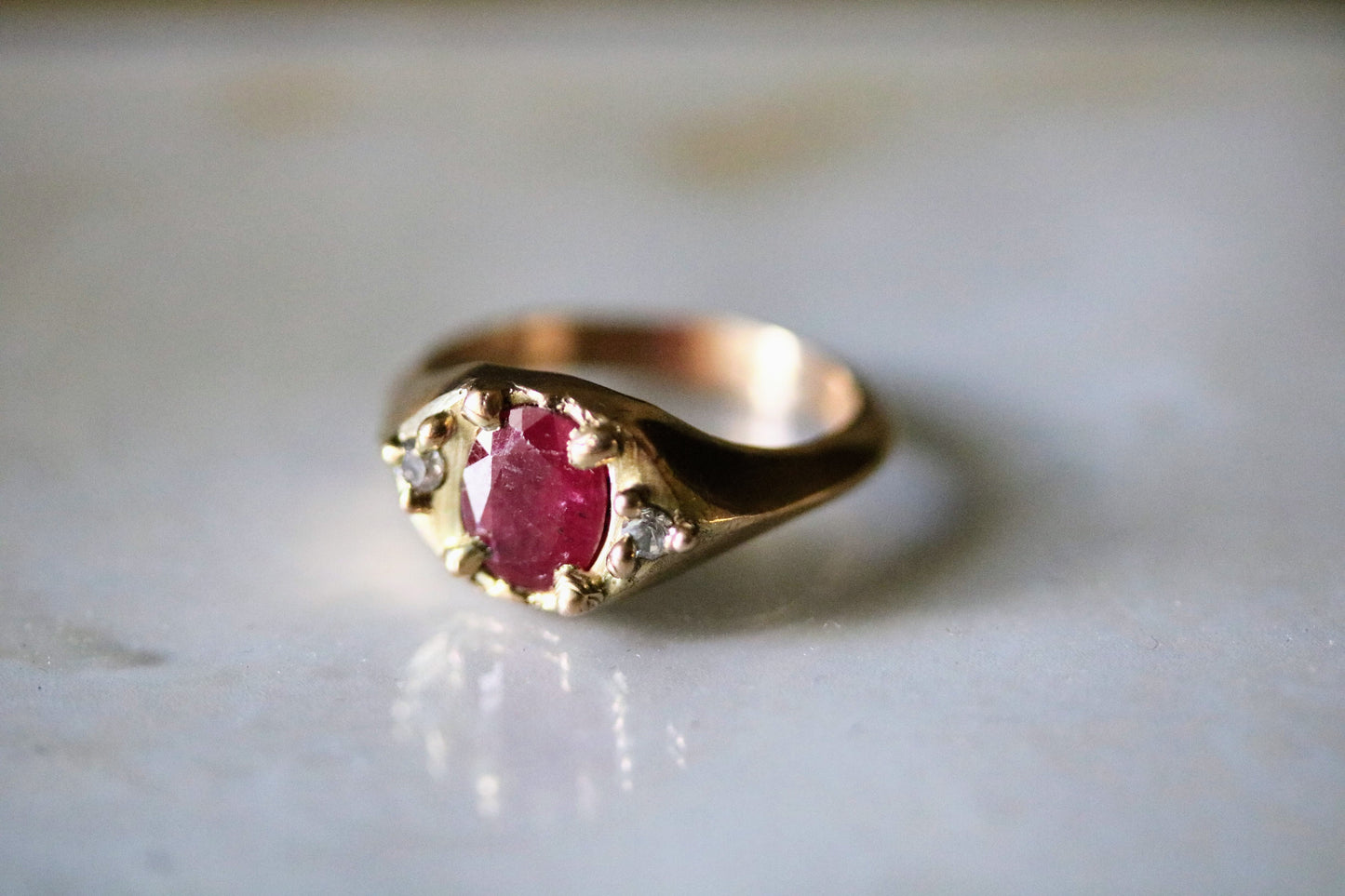 Ruby and Sapphire Gold Statement Ring OOK