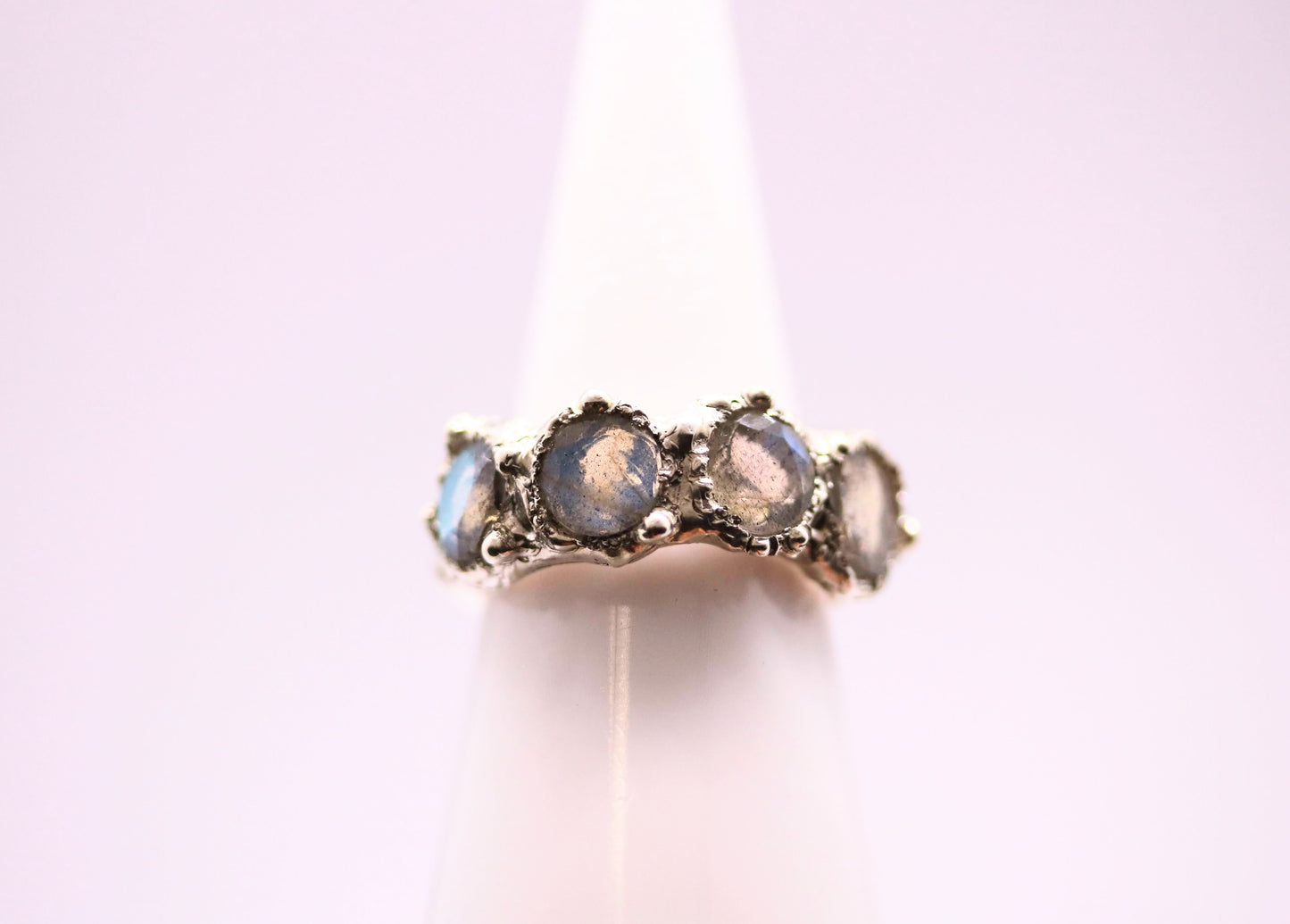 Labradorite Half Eternity Silver Statement Ring