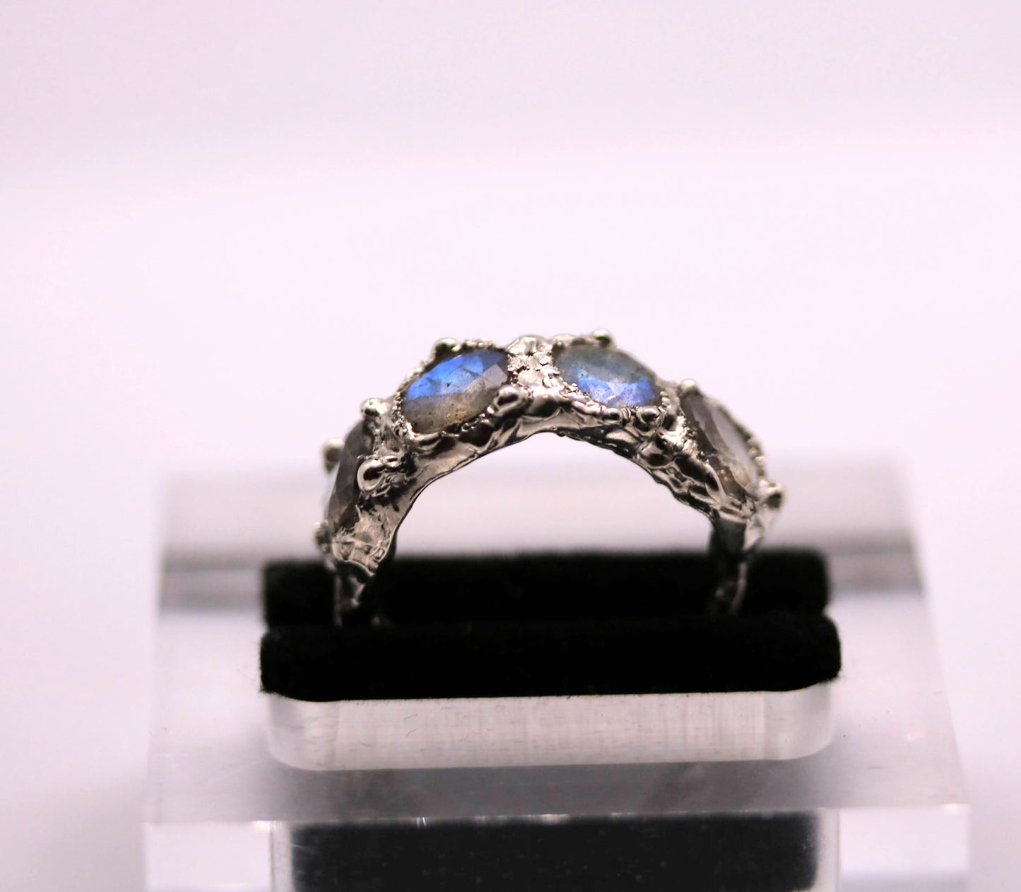 Labradorite Half Eternity Silver Statement Ring