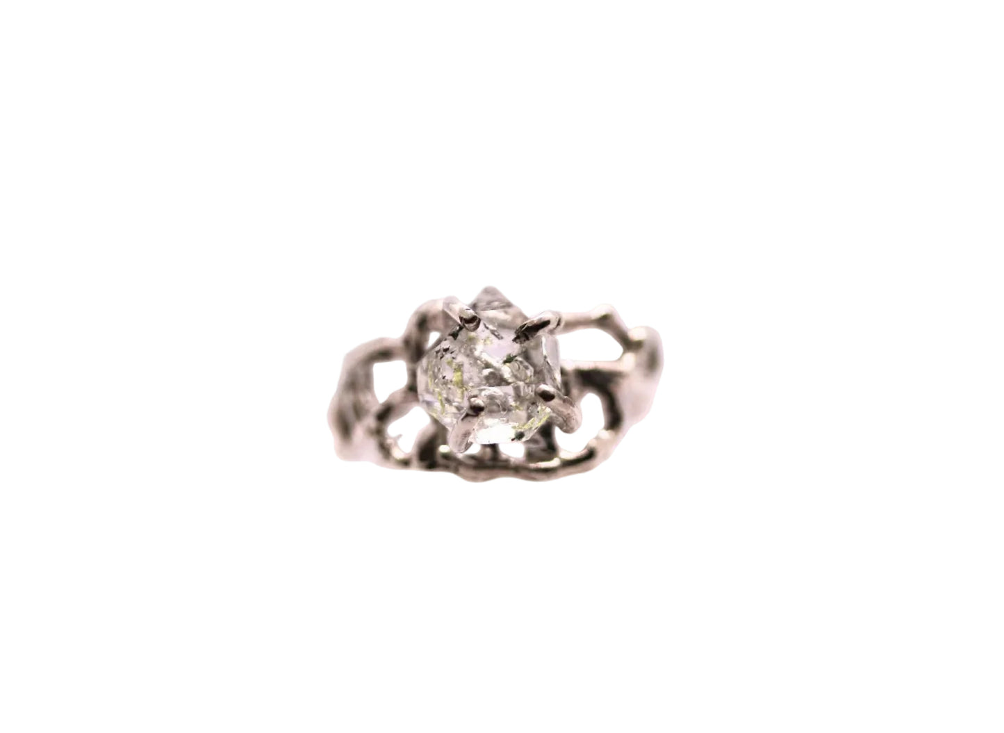 oil in quartz silver solitaire statement ring