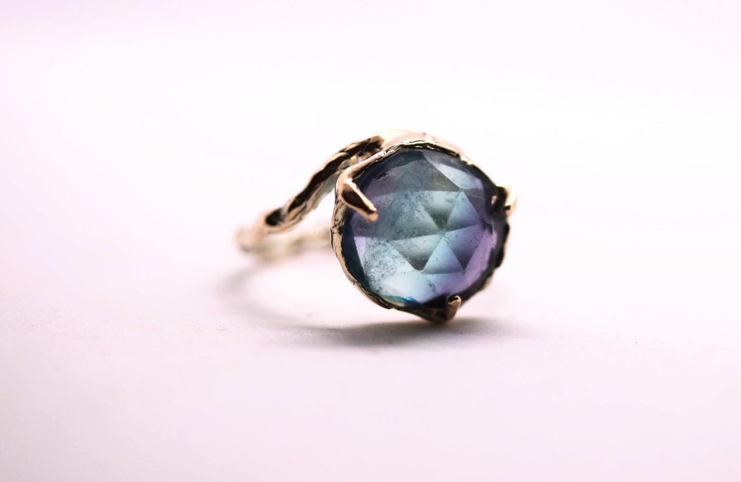 bi color fluorite gold ring
