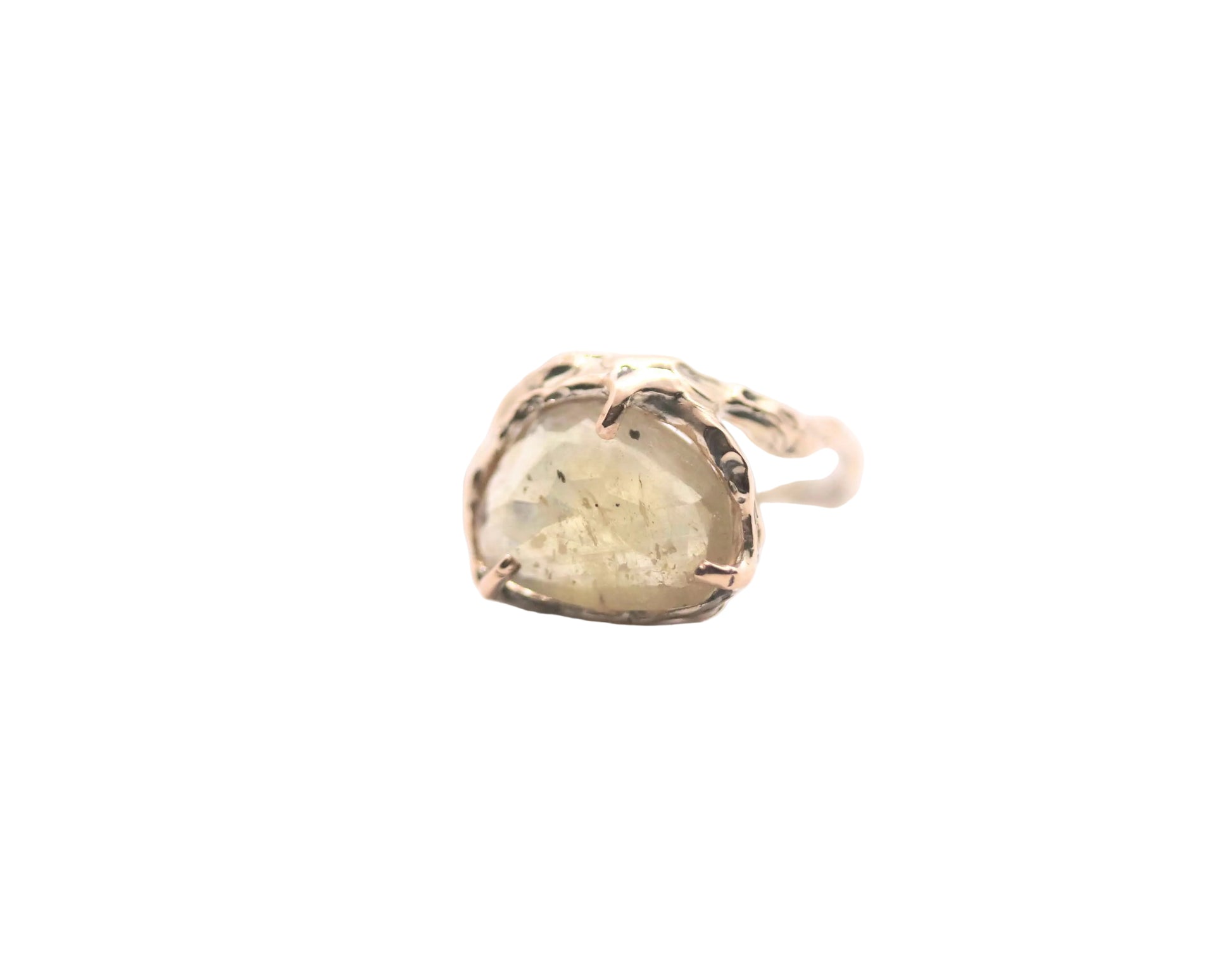 faceted free form yellow sapphire gold ring