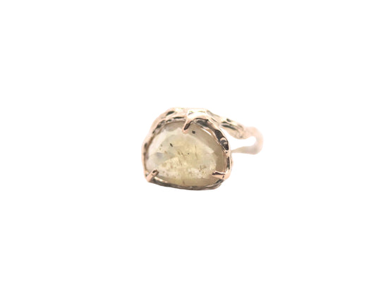 faceted free form yellow sapphire gold ring