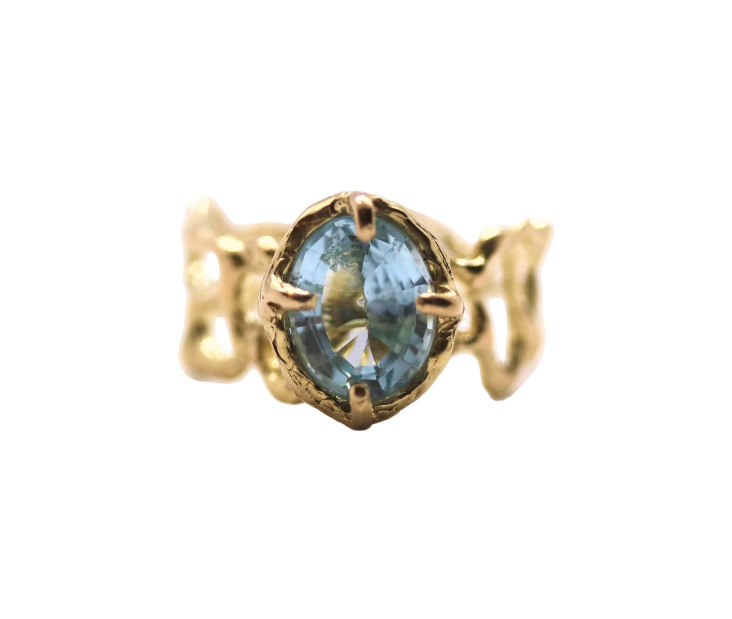blue topaz 18K gold one of a kind ring
