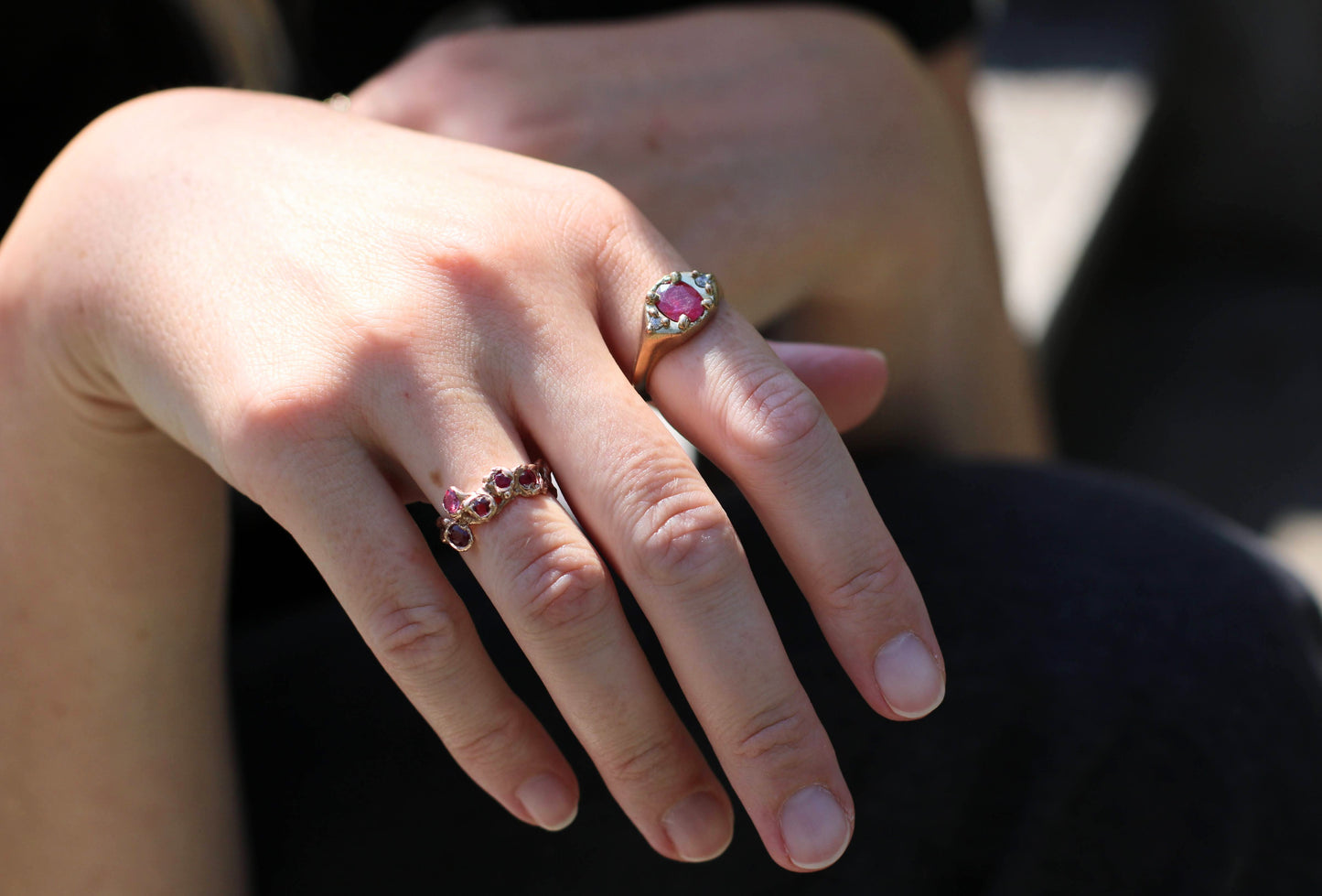 Ruby and Sapphire Gold Statement Ring OOK