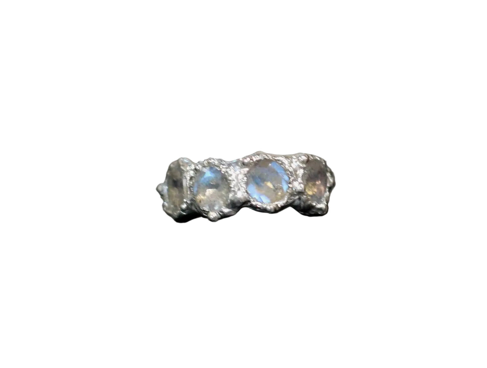 labradorite half eternity silver ring