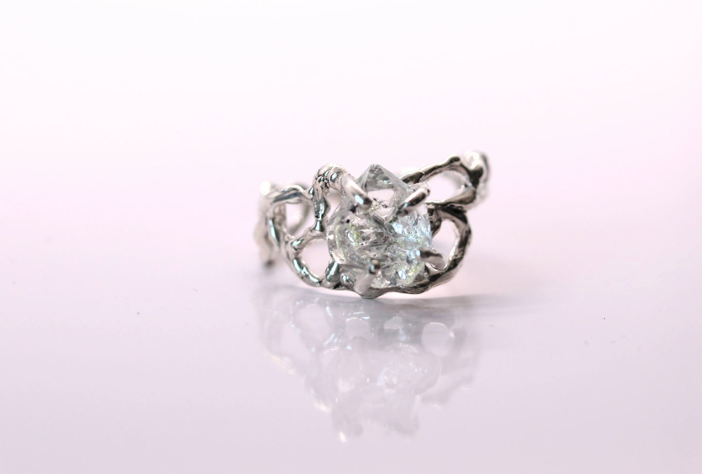 diamond quartz silver ring