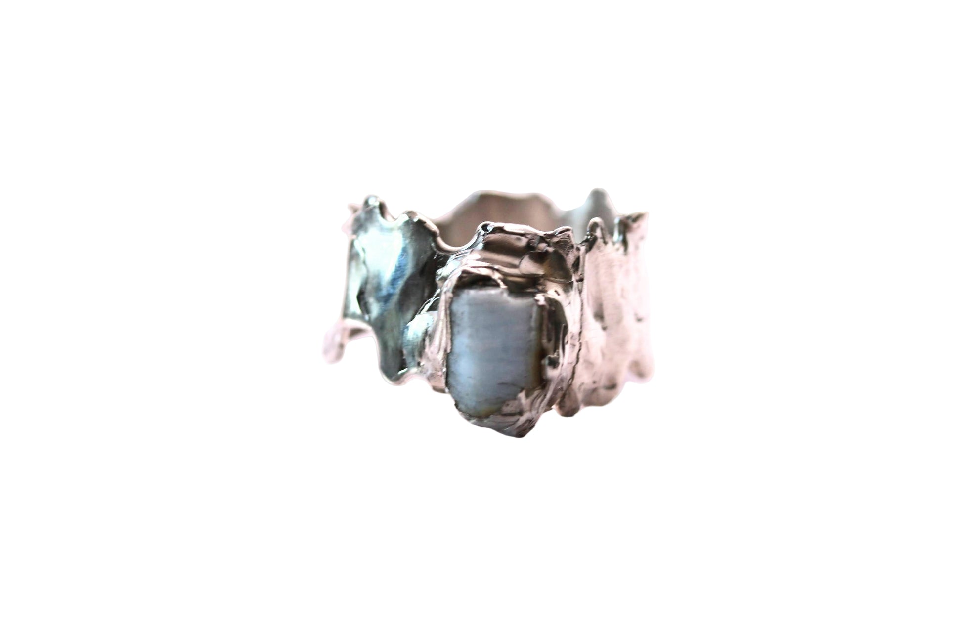 raw aquamarine silver statement ring