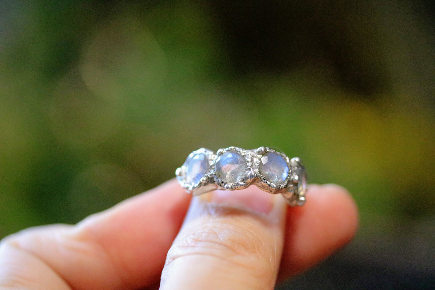 half eternity labradorite silver ring