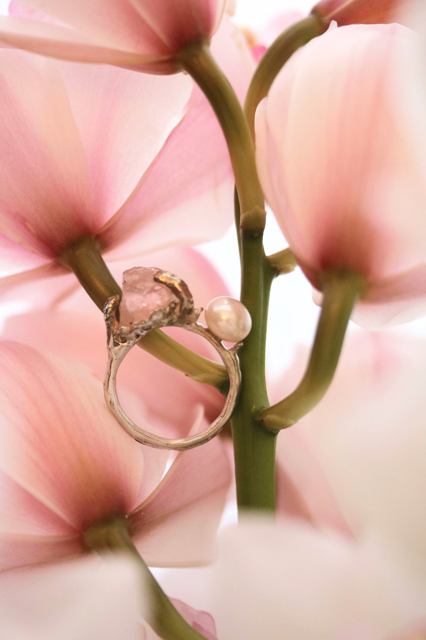 morganite pearl ring
