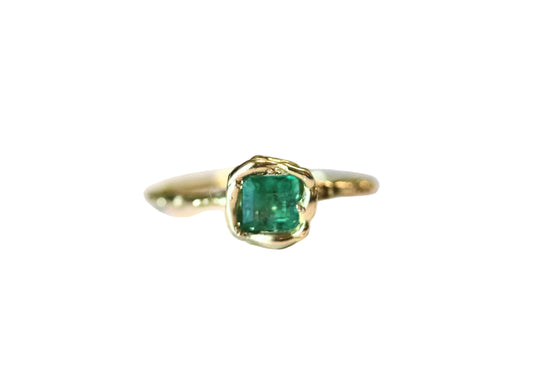 square emerald solitaire gold ring