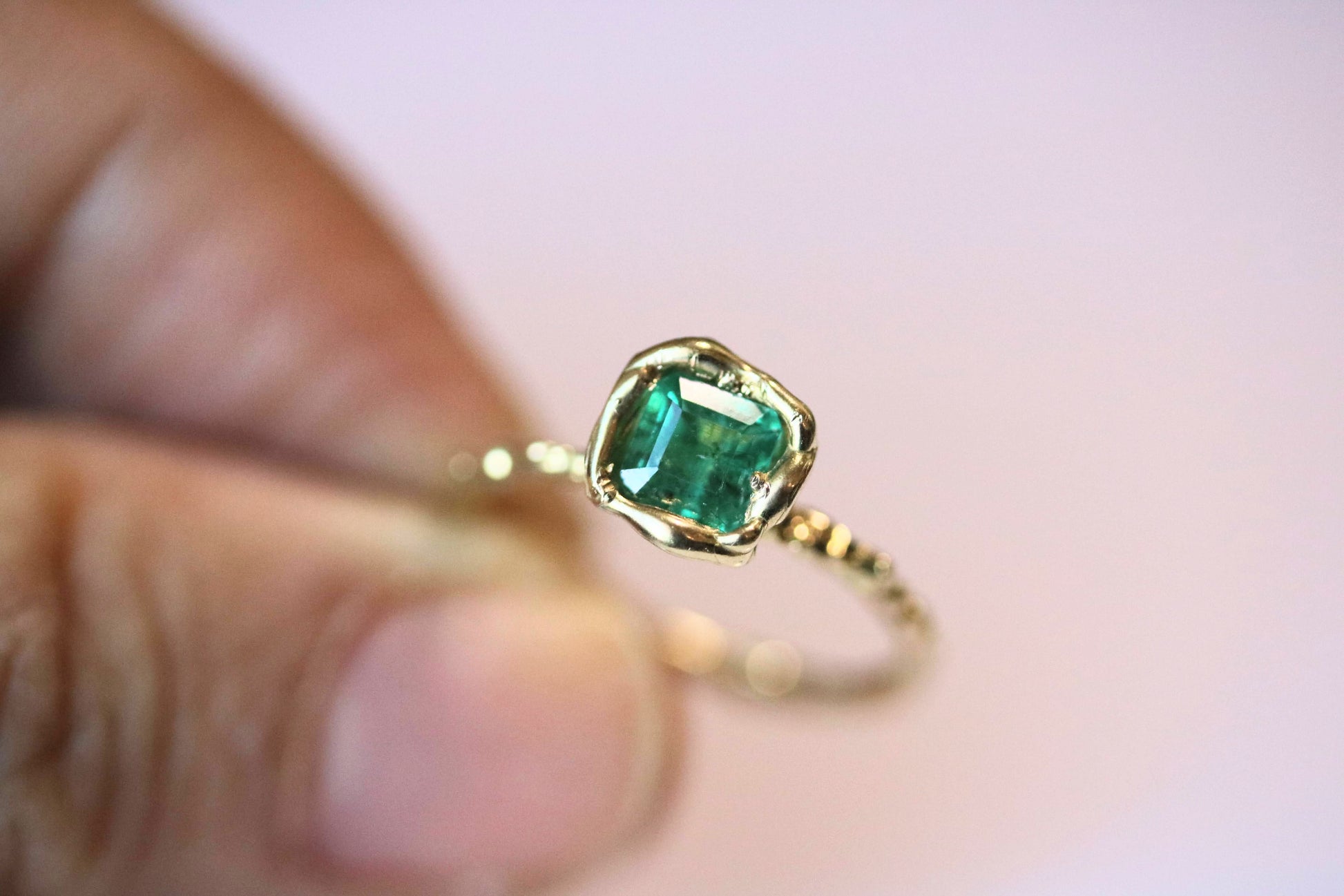 one of a kind emerald gold ring