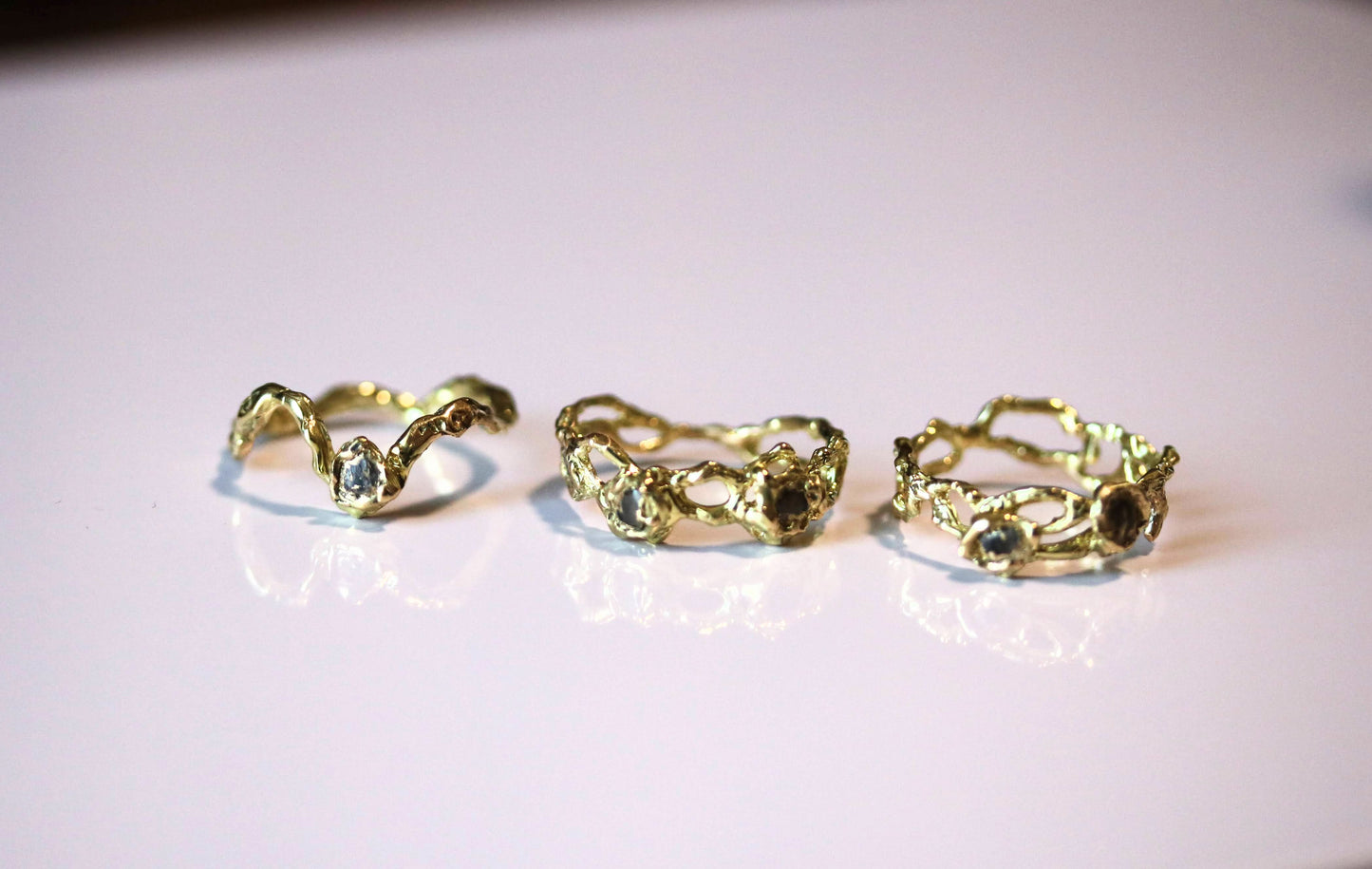 Jukai Gold Ring with a Diamond