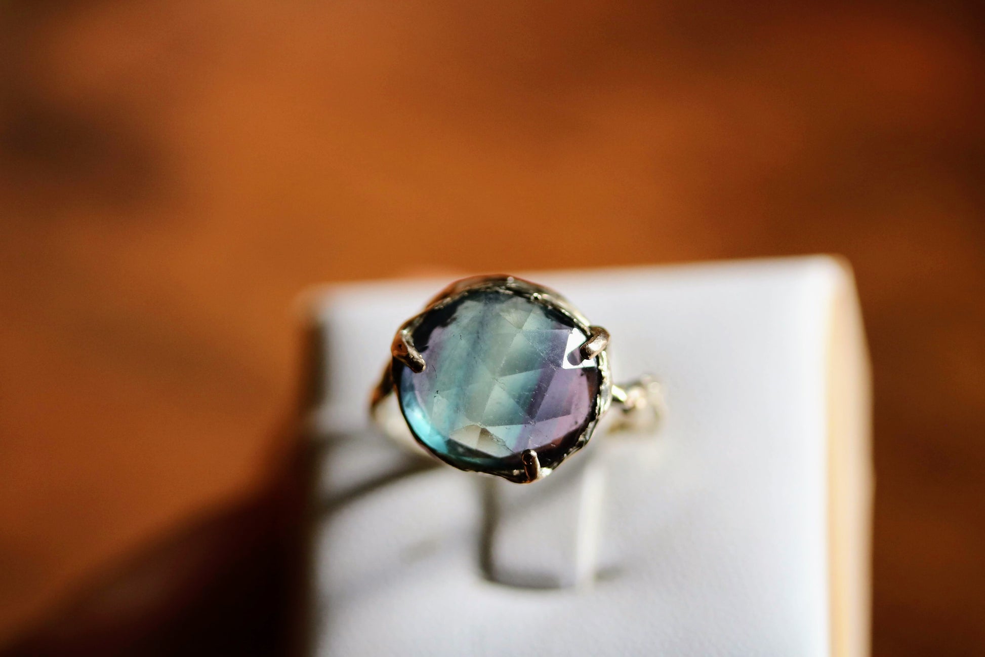 BI COLOR FLUORITE GOLD RING
