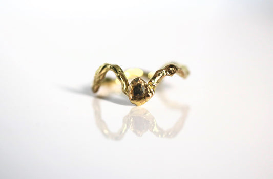 Jukai Gold Ring with a Diamond