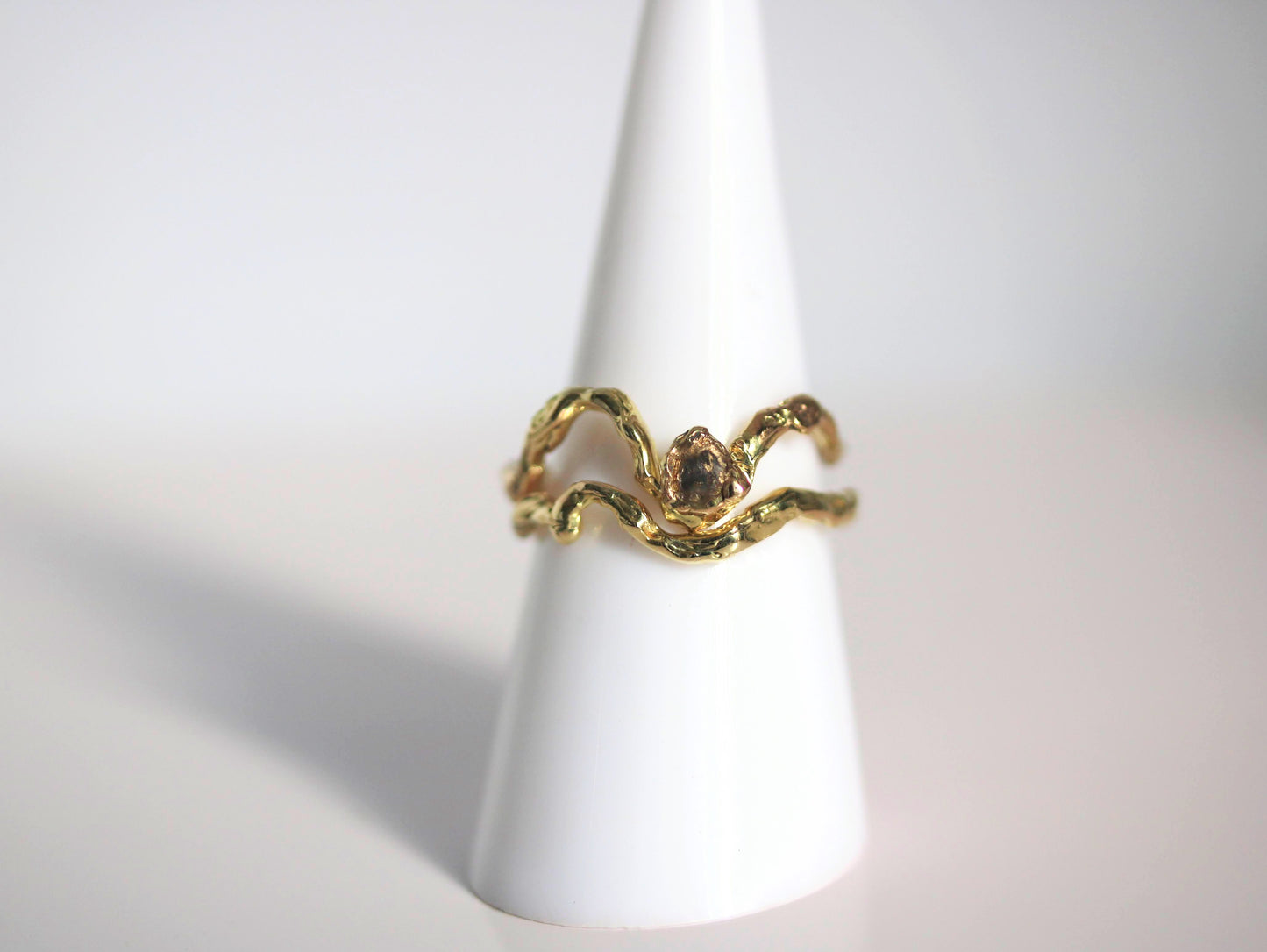 Jukai Gold Ring with a Diamond