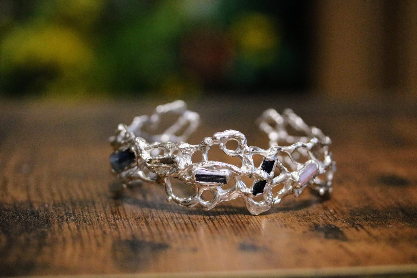 Jukai Tourmaline Silver Cuff