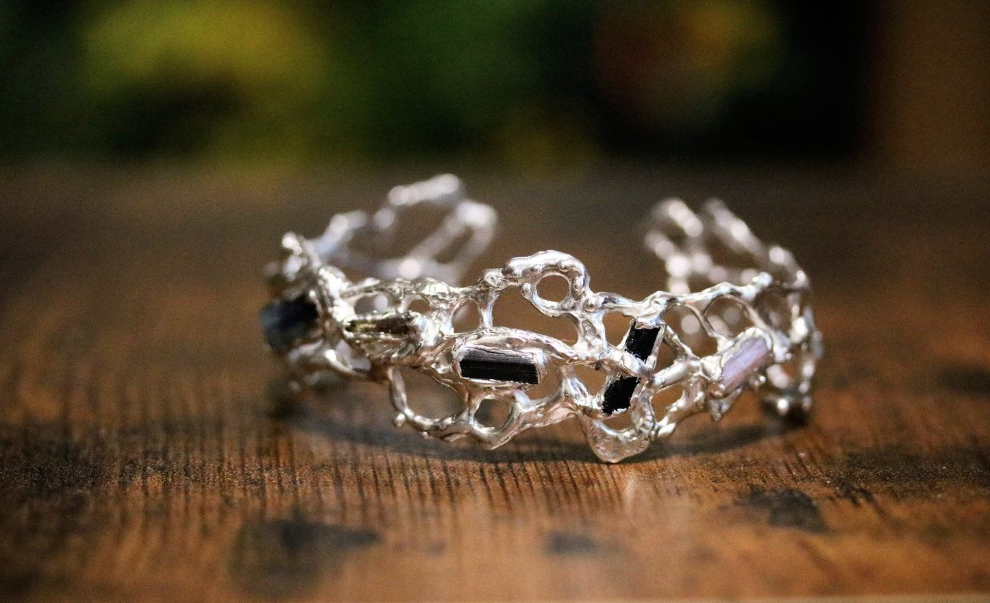 Jukai Tourmaline Silver Cuff