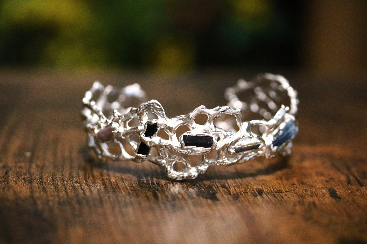 Jukai Tourmaline Silver Cuff