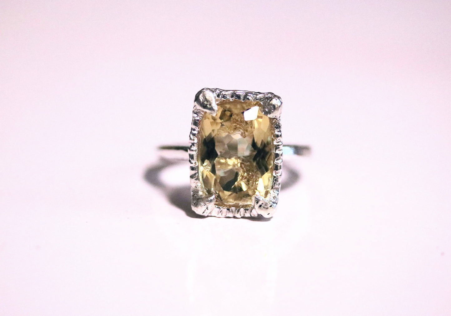 lemon quartz silver ring