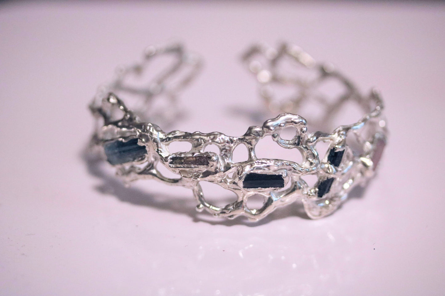 Jukai Tourmaline Silver Cuff