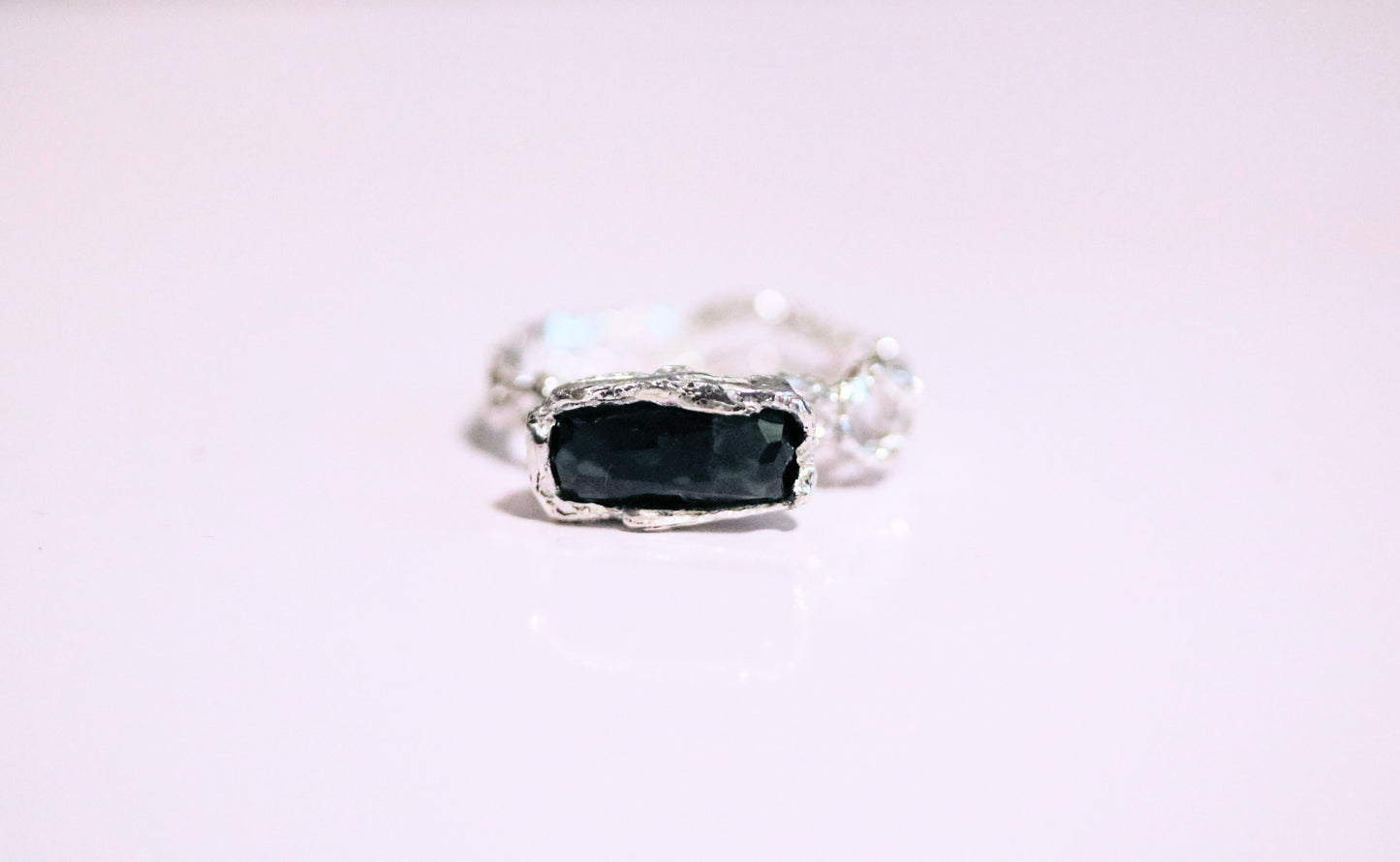 Tourmaline Bar Jukai Silver Ring