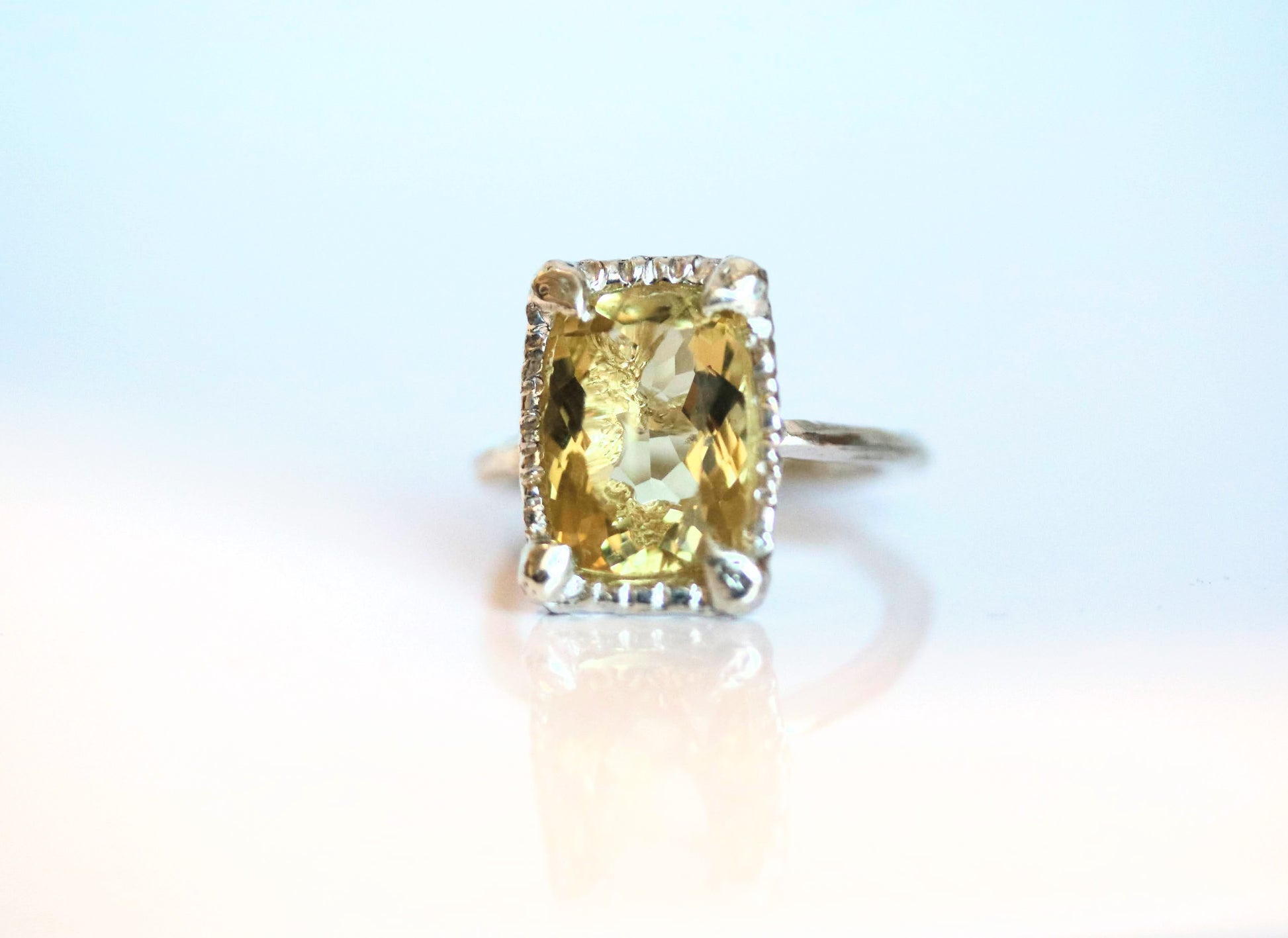 lemon quartz silver ring