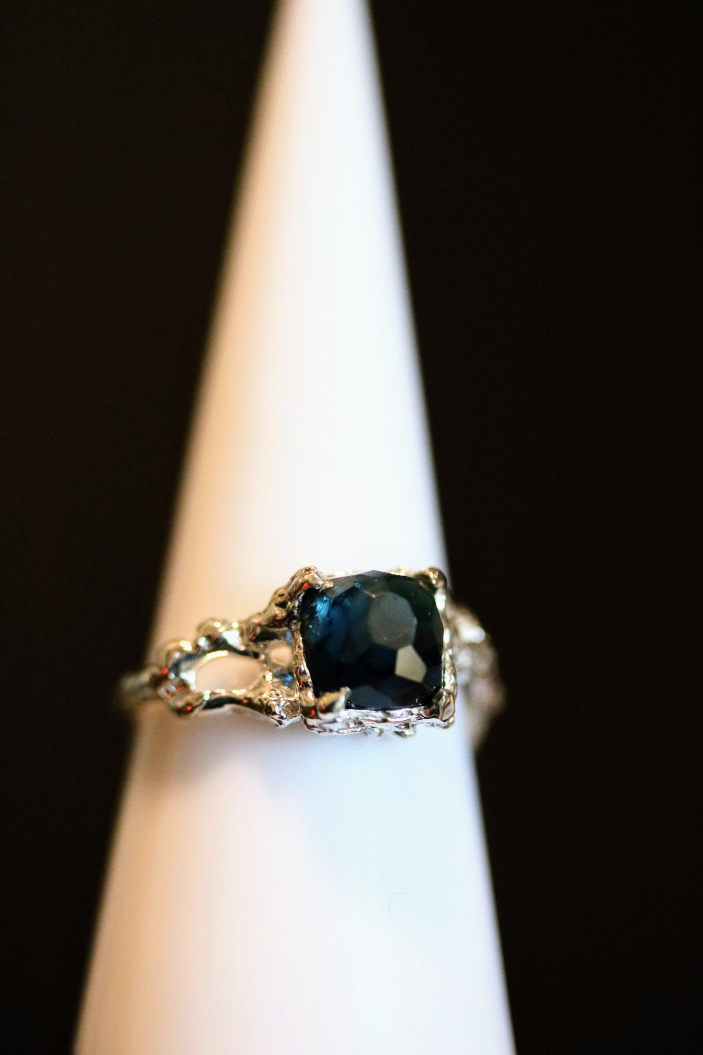 Blue Square Tourmaline Jukai Ring