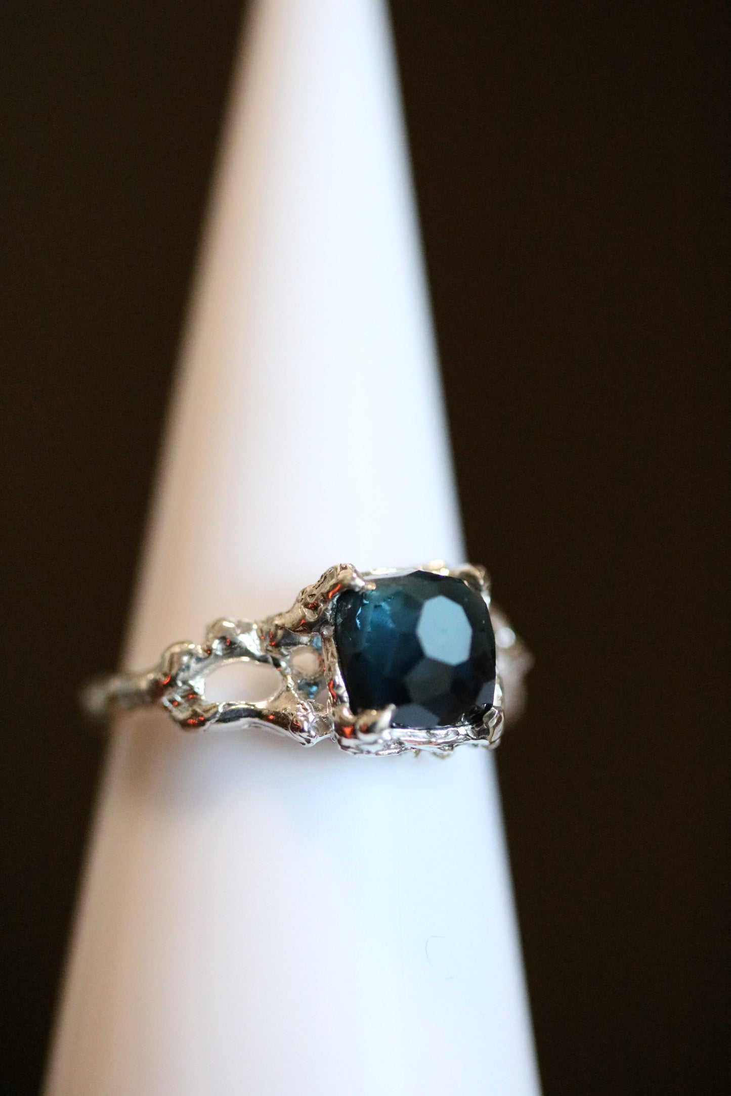 Blue Square Tourmaline Jukai Ring