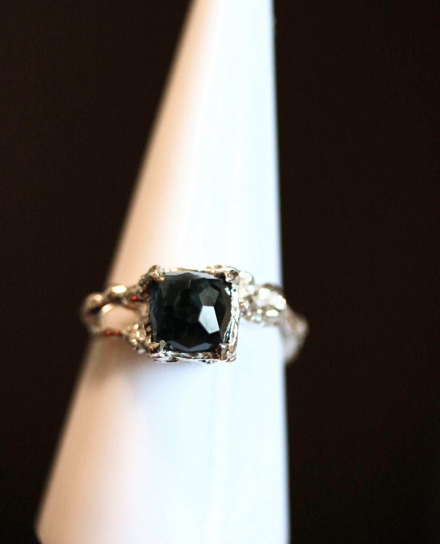 navy blue tourmaline silver ring