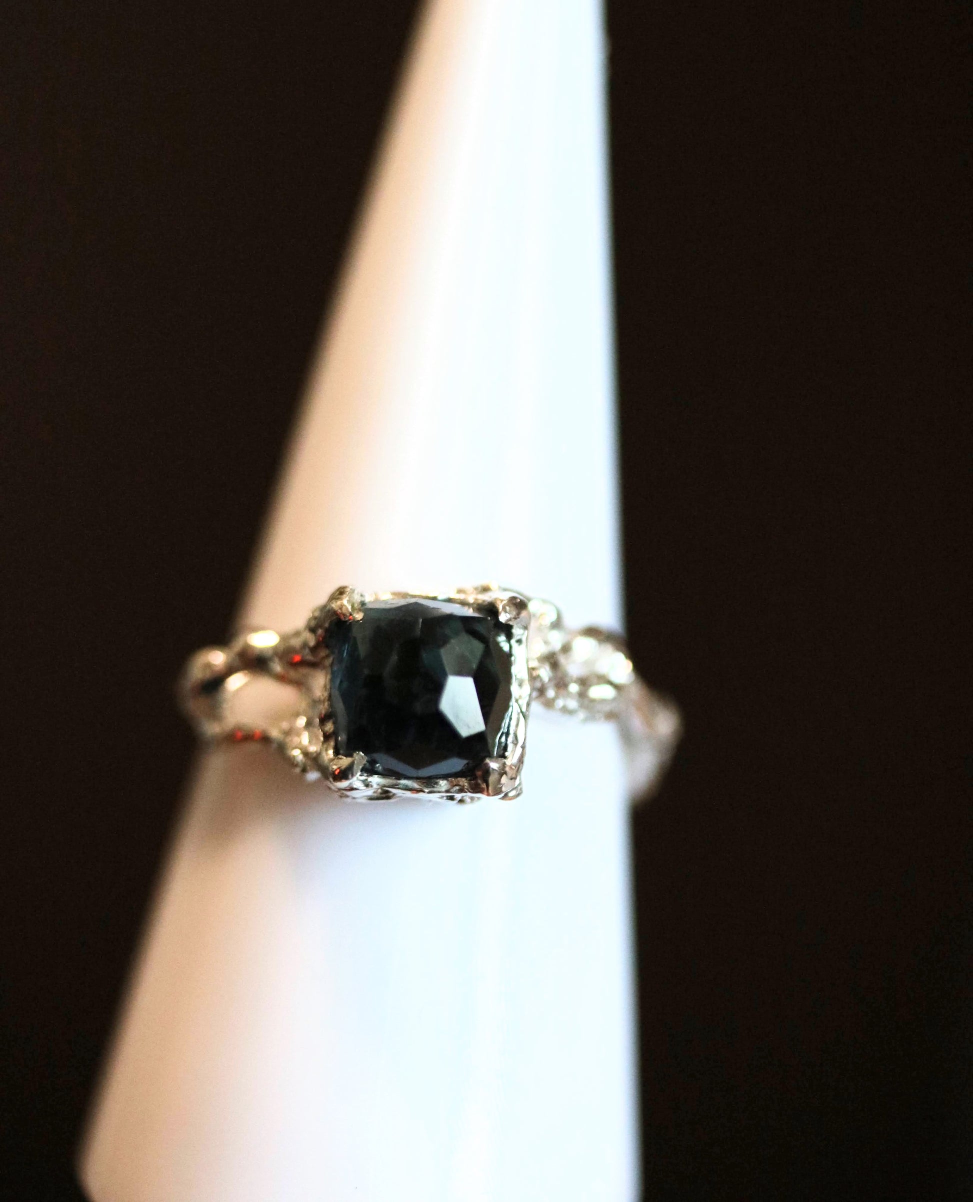navy blue tourmaline silver ring