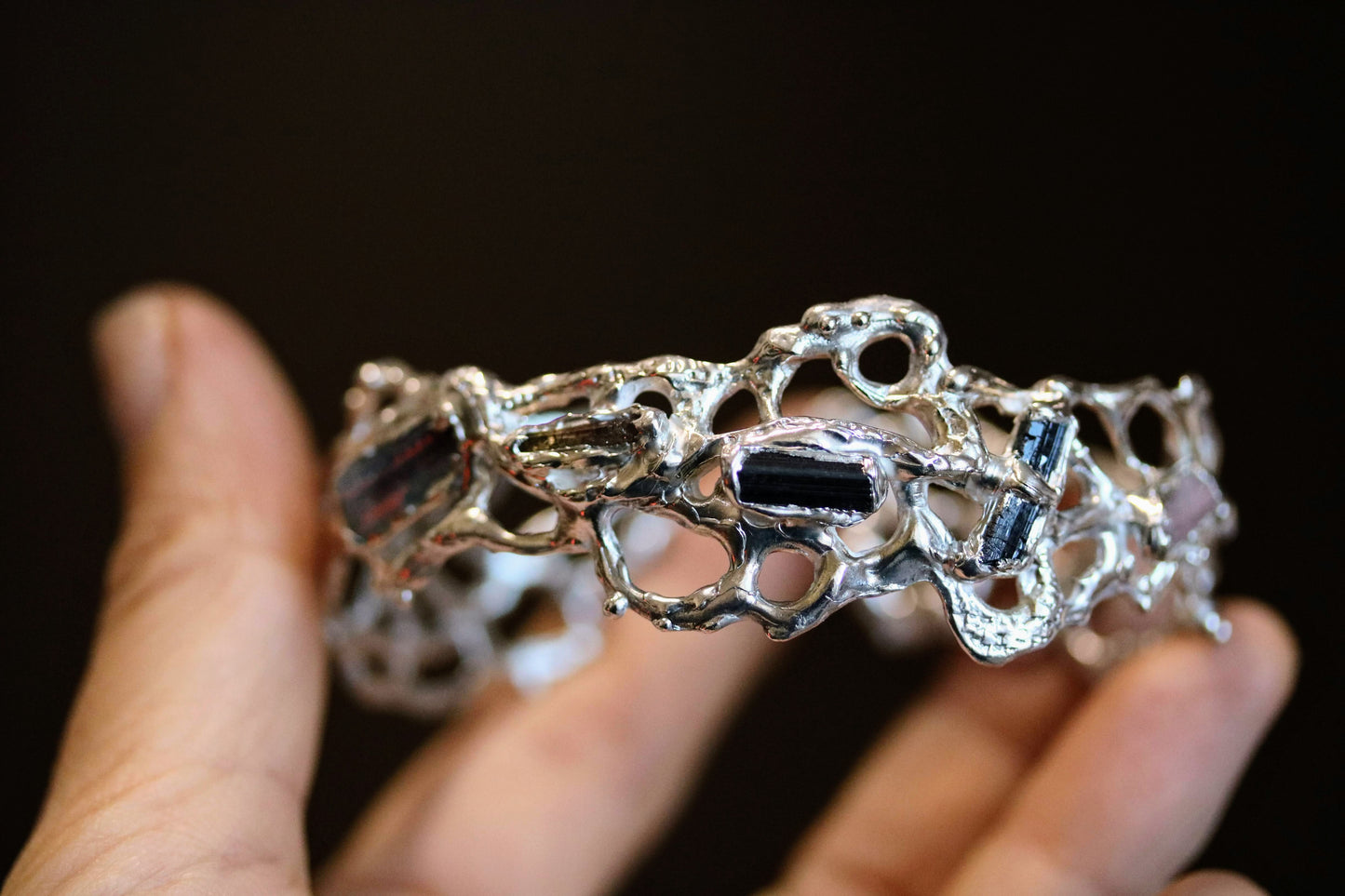 Jukai Tourmaline Silver Cuff