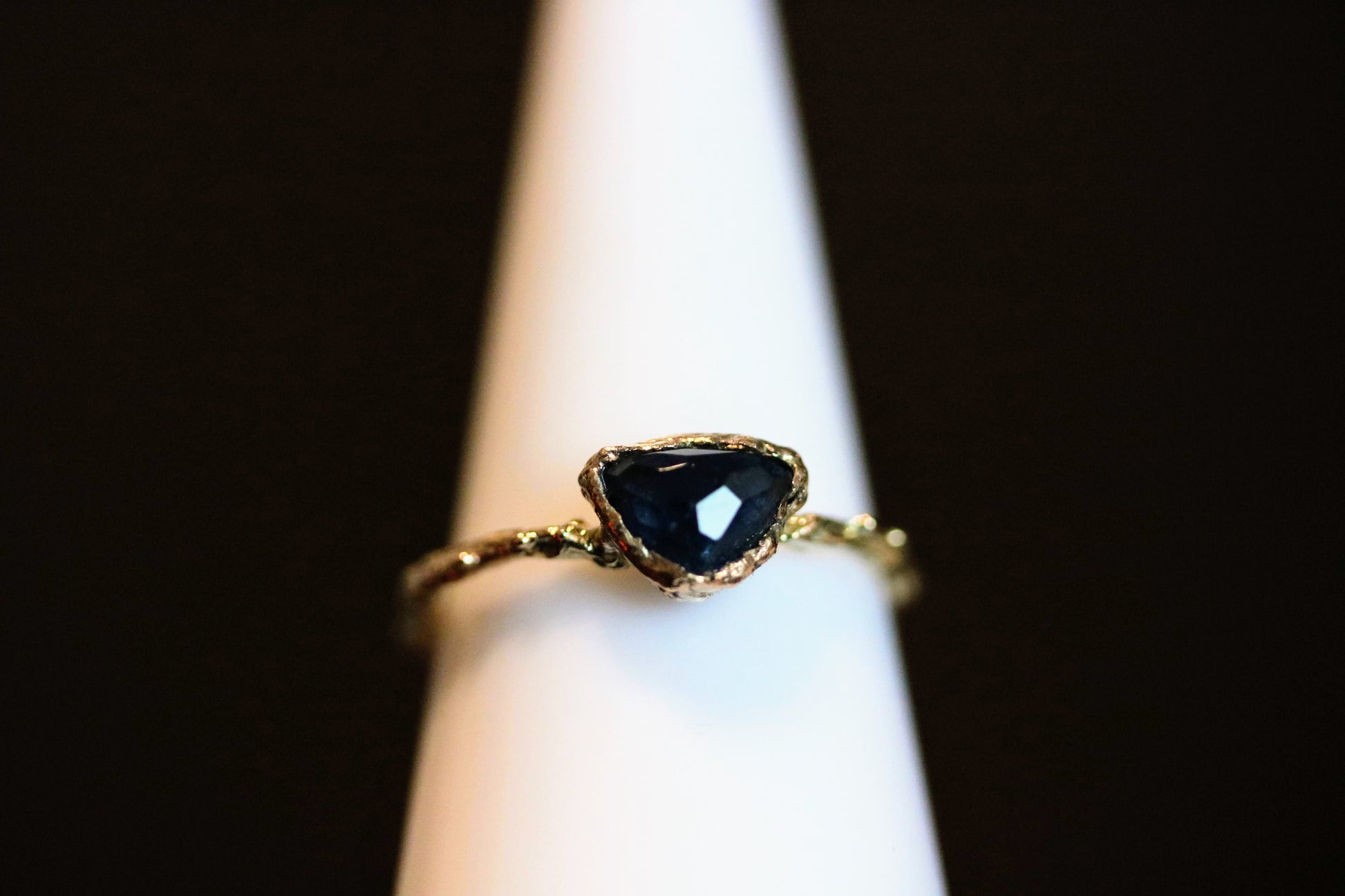 blue toruamline gold ring