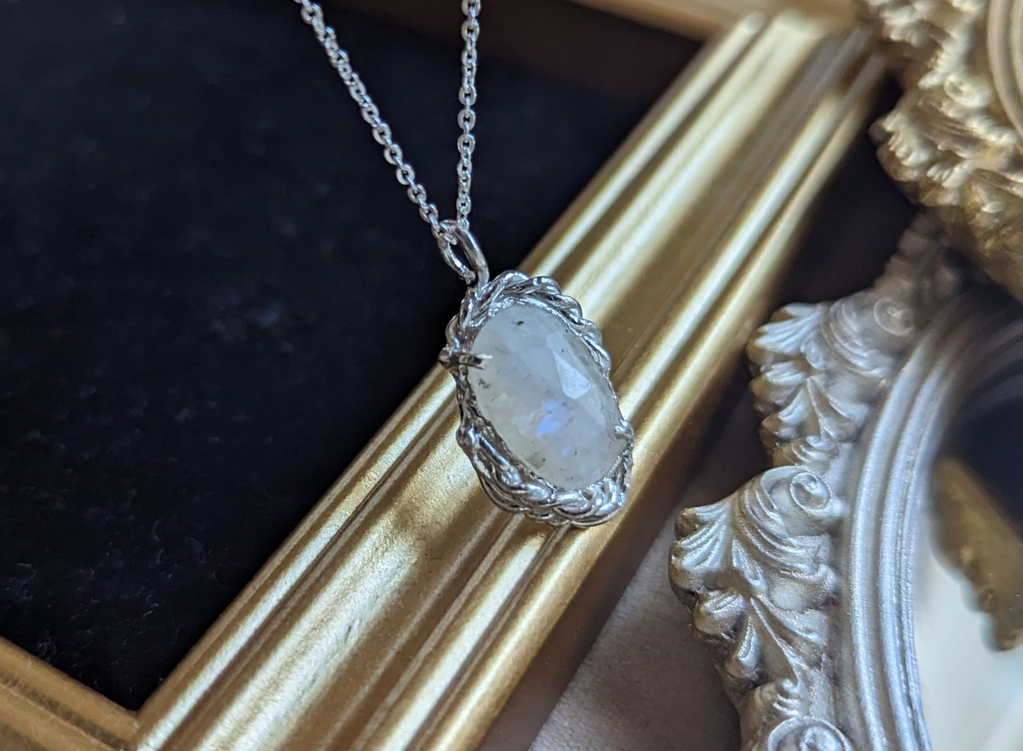 rose cut moonstone necklace