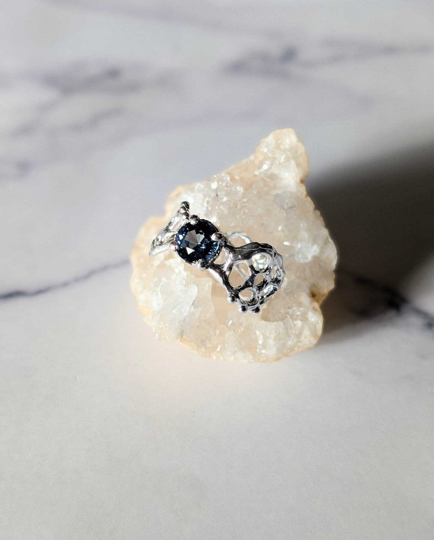 Blue Spinel Asatsuyu Jukai Ring