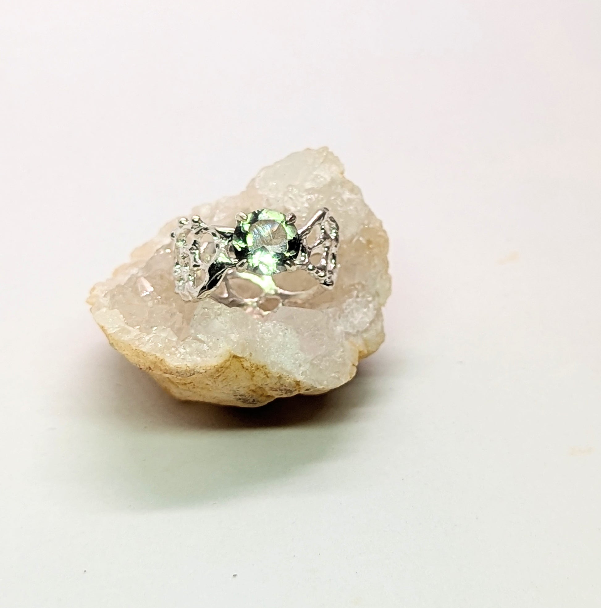green amethyst solitaire ring