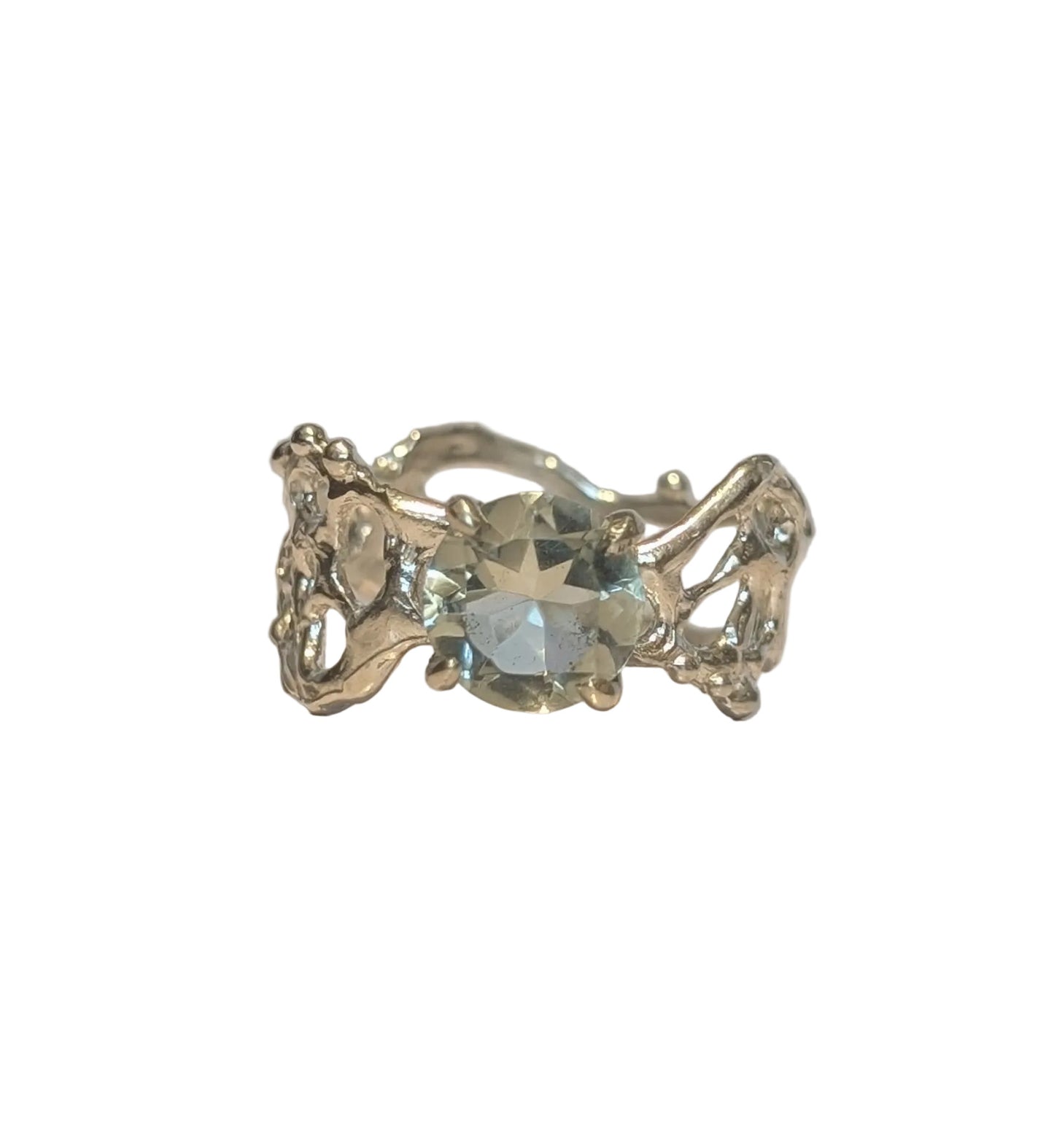 Green Amethyst Asatsuyu Jukai Ring