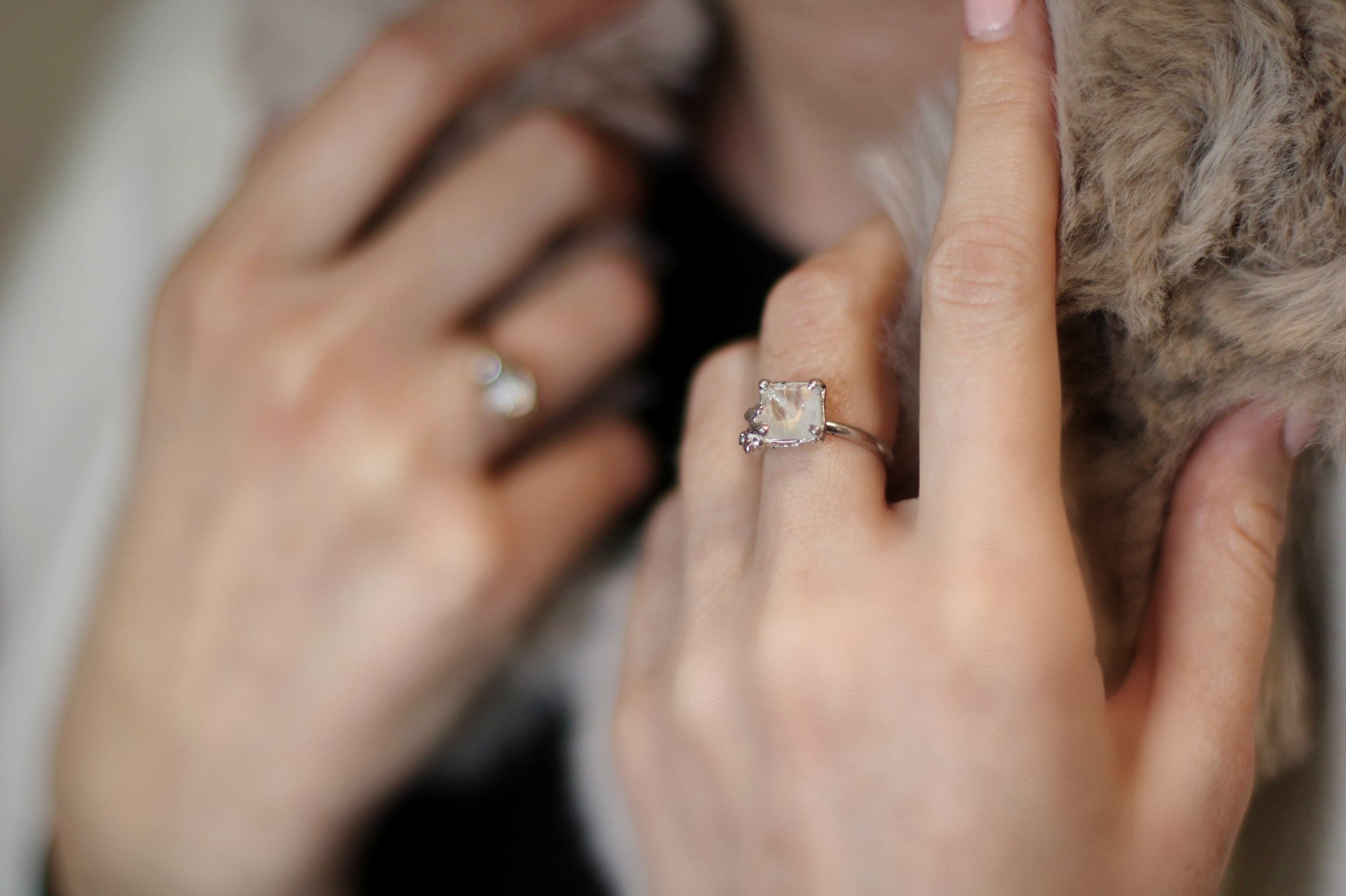 dainty moonstone silver ring