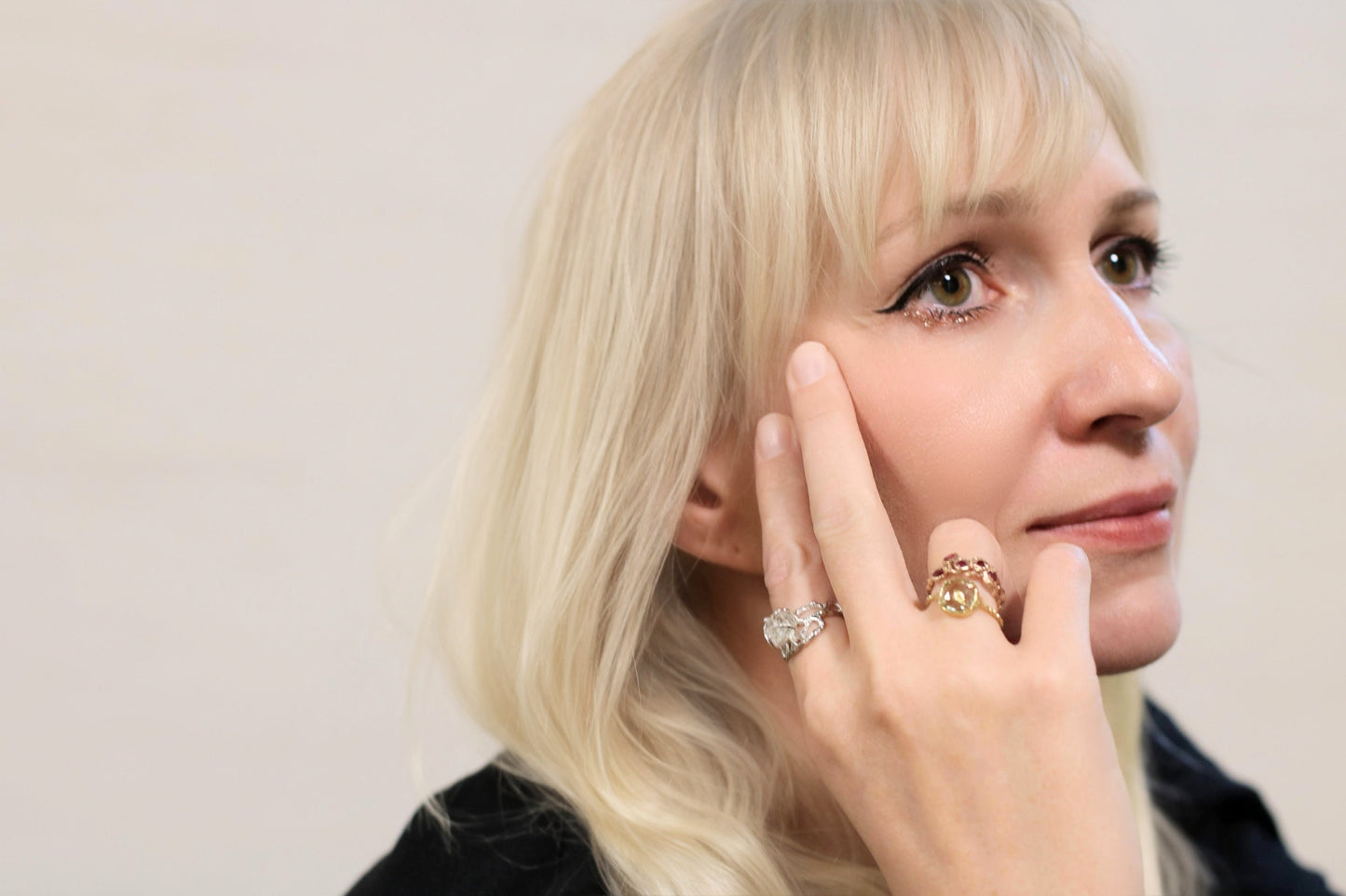 Oil in Quartz Jukai Silver Statement Ring