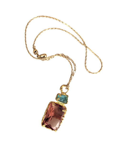 one of a kind large crystal raw gem necklace
