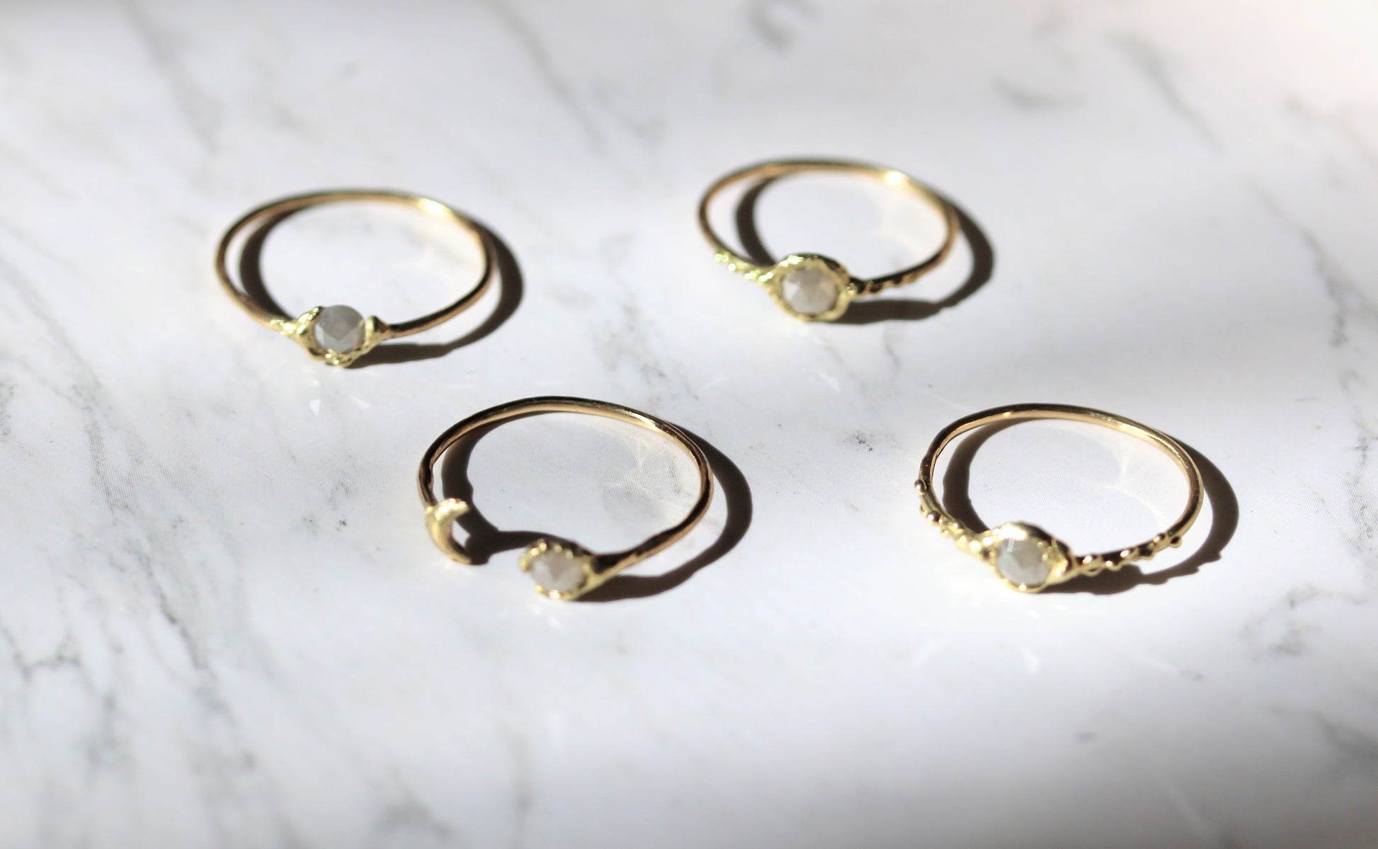thin stackable gold ring with diamond
